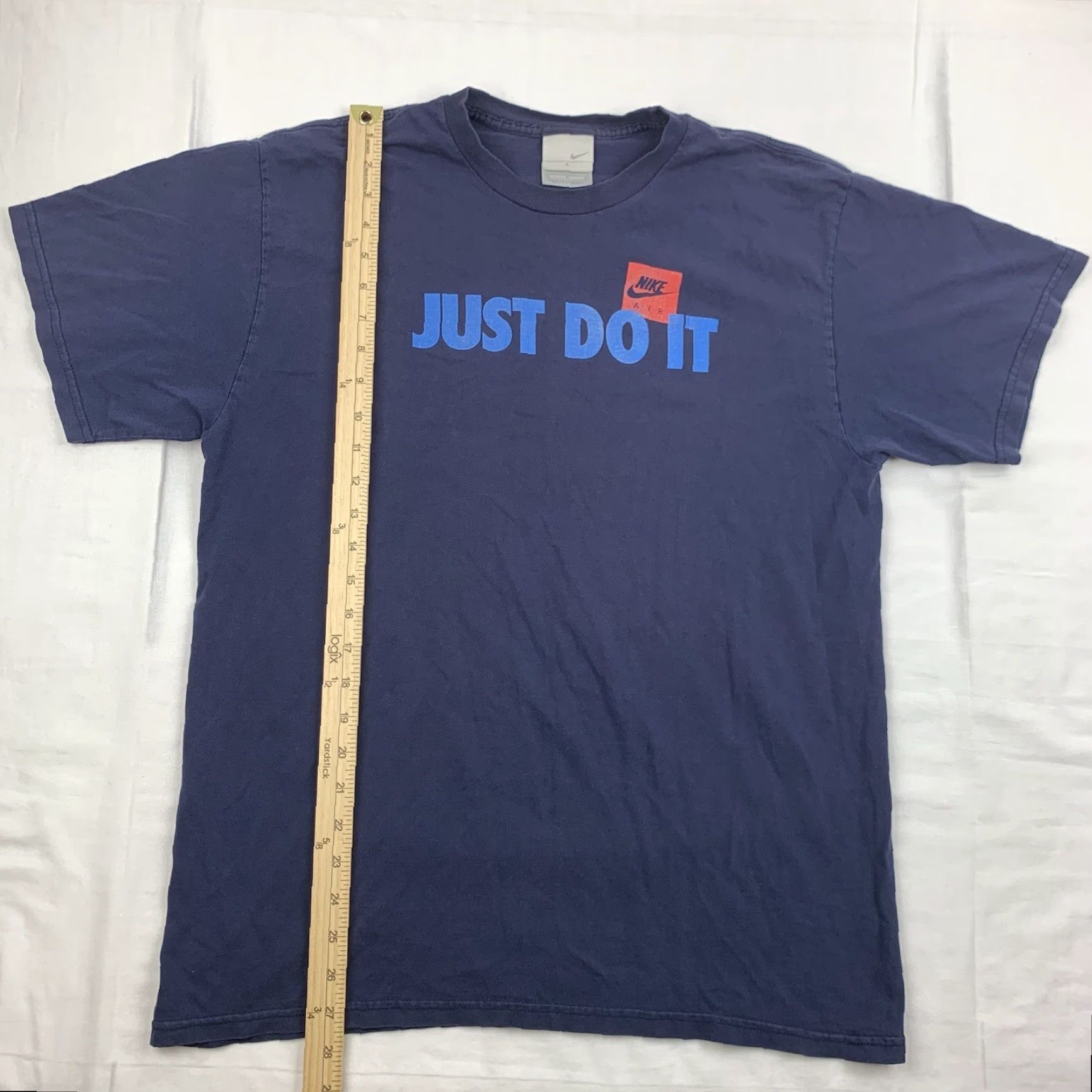 Nike VINTAGE Nike T-Shirt Men Large Blue Just Do It Spell Out Silver Tag 90s Y2K Sports Size US L / EU 52-54 / 3 - 4 Thumbnail