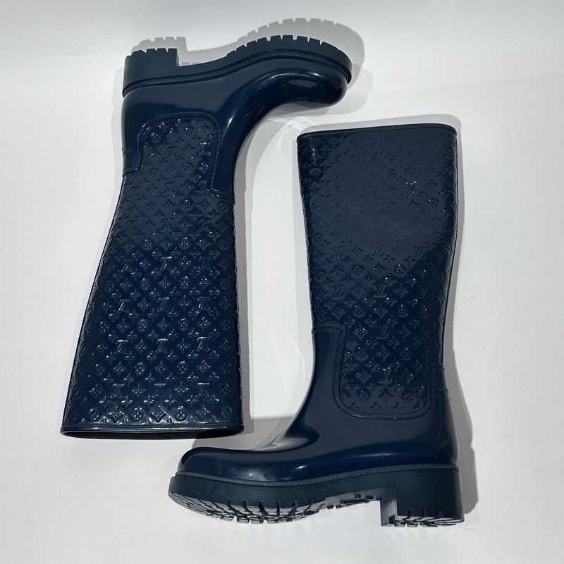 Louis Vuitton Louis Vuitton Glossy Logo Rain Boots in Deep Blue - Size US 5.5 / EU 38 - 4 Thumbnail