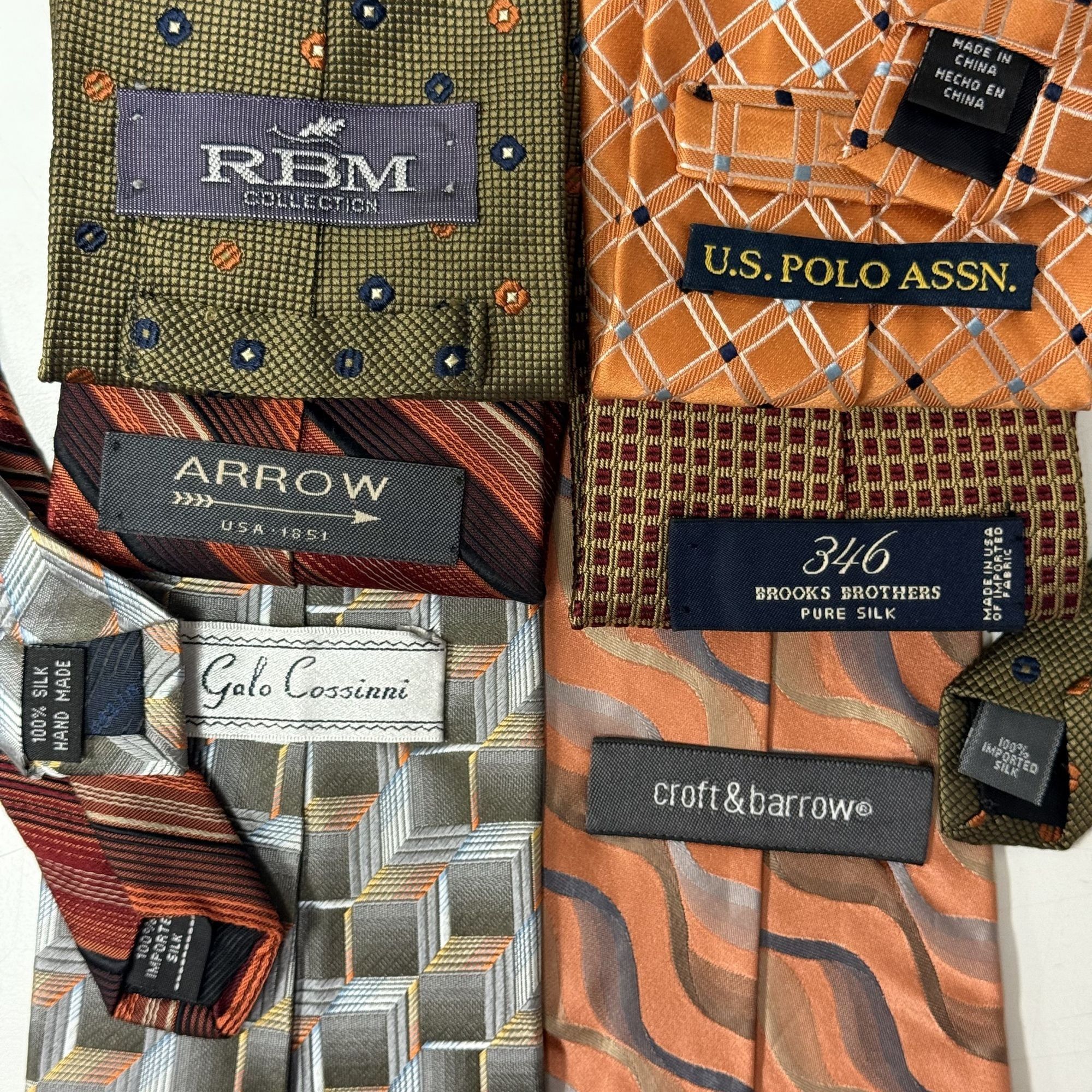 Brooks Brothers 6 pc Designer MODERN Woven Silk 3D GEOMETRIC Necktie Lot Size ONE SIZE - 2 Thumbnail
