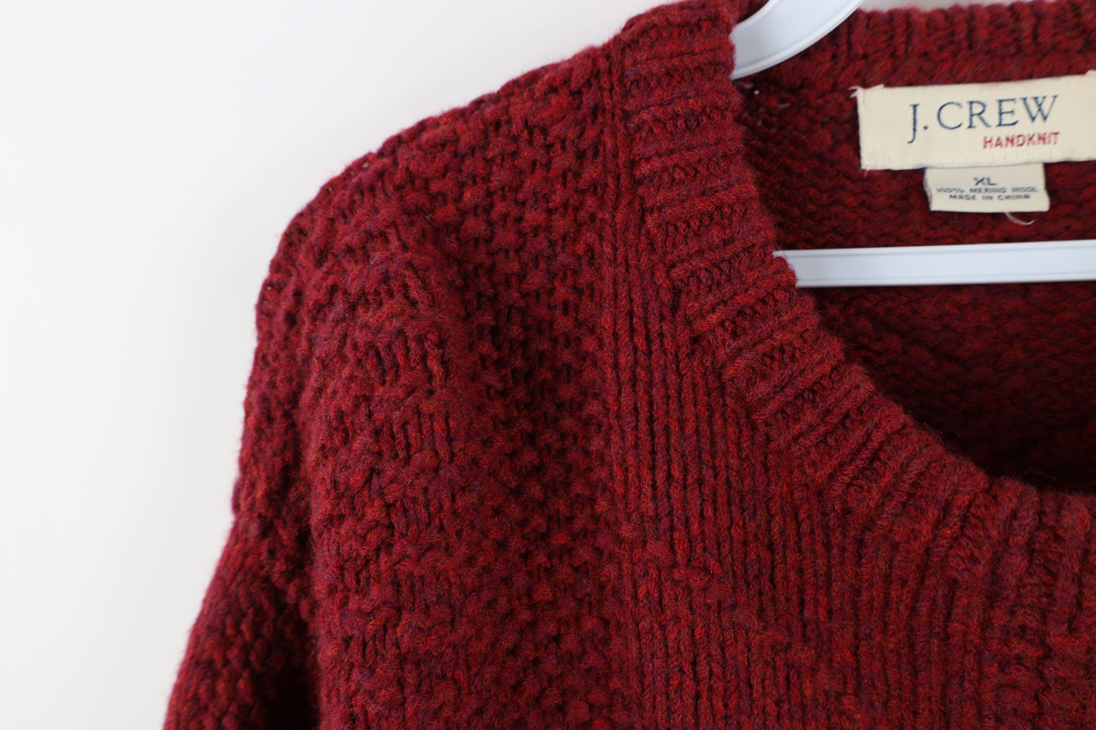 J.Crew × Vintage Vintage 90s J Crew Heavyweight Wool Crewneck Sweater Red Size US XL / EU 56 / 4 - 5 Thumbnail
