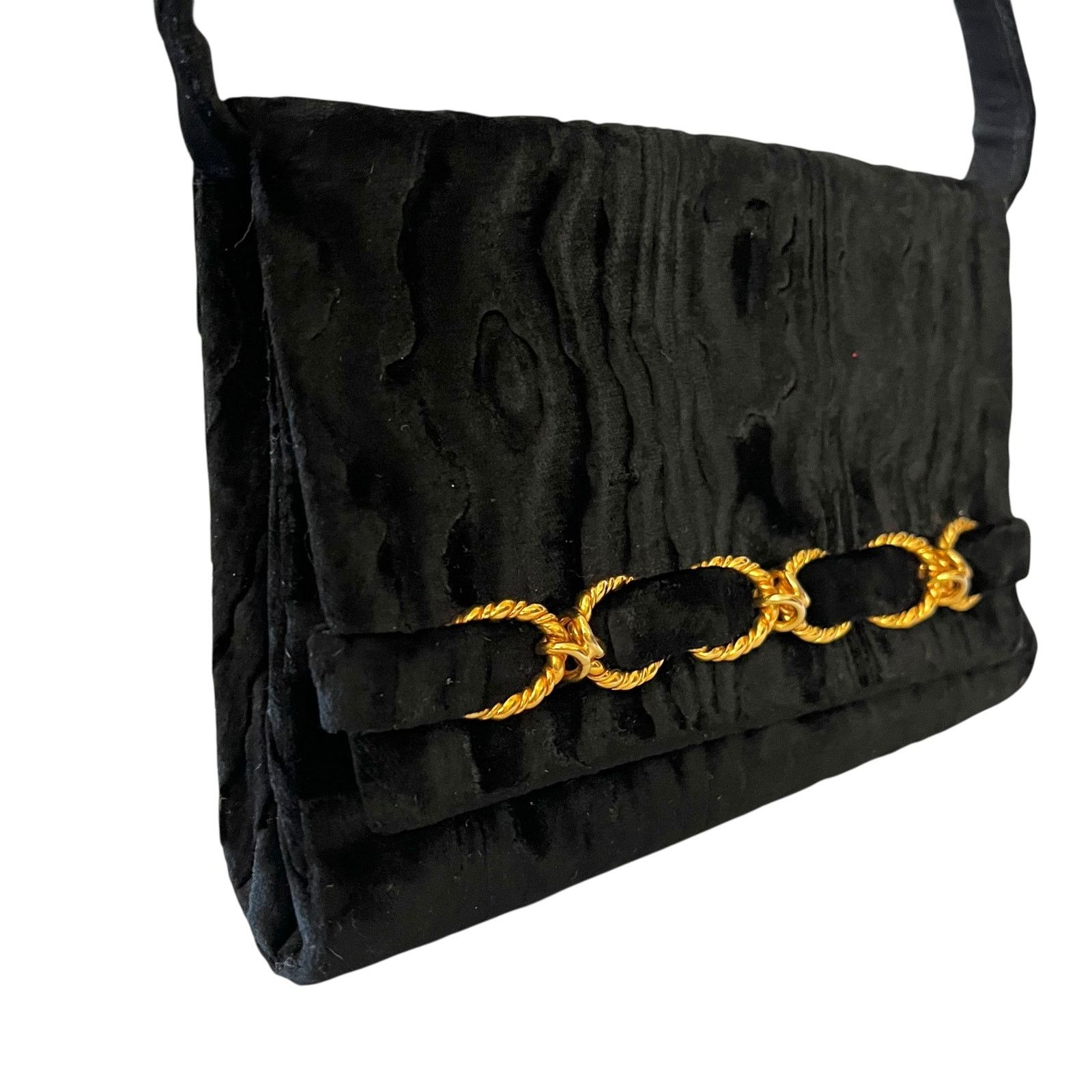 Vintage Vintage Rodo Black Moire Velvet Chainlink Evening Bag Size ONE SIZE - 9 Thumbnail
