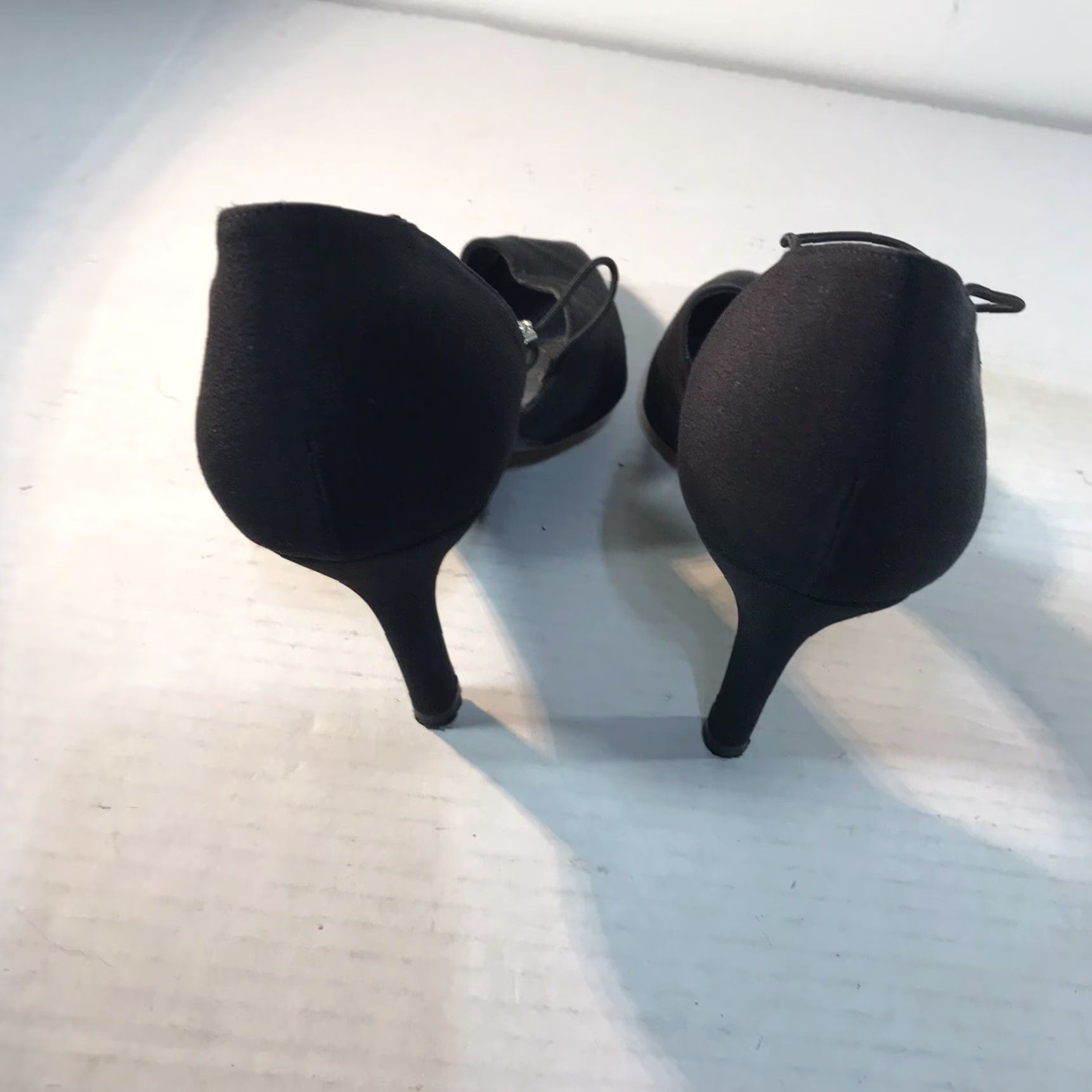Stuart Weitzman Stuart Weitzman Black Fabric Slingback Heels Womens Size 7.5A 3in Stiletto Rhinestone Modern Party Size US 8 / IT 38 - 5 Thumbnail
