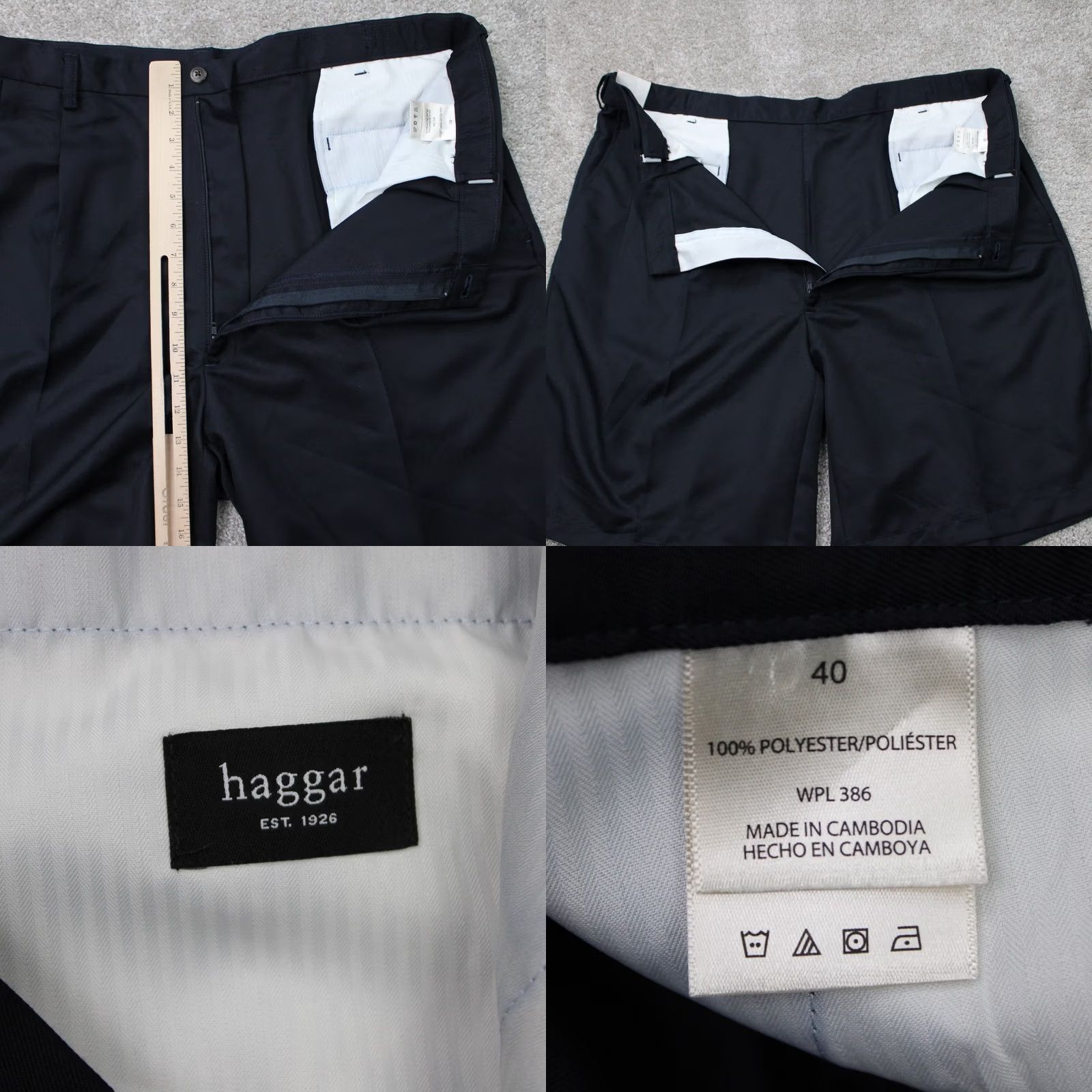 Haggar Haggar Mens 40 Blue Pleated 100% Polyester Bermuda Shorts NWT Inseam 10" Zip Pockets Flat Front Casual Golf Stretch Lightweight Size US 40 / EU 56 - 8 Thumbnail