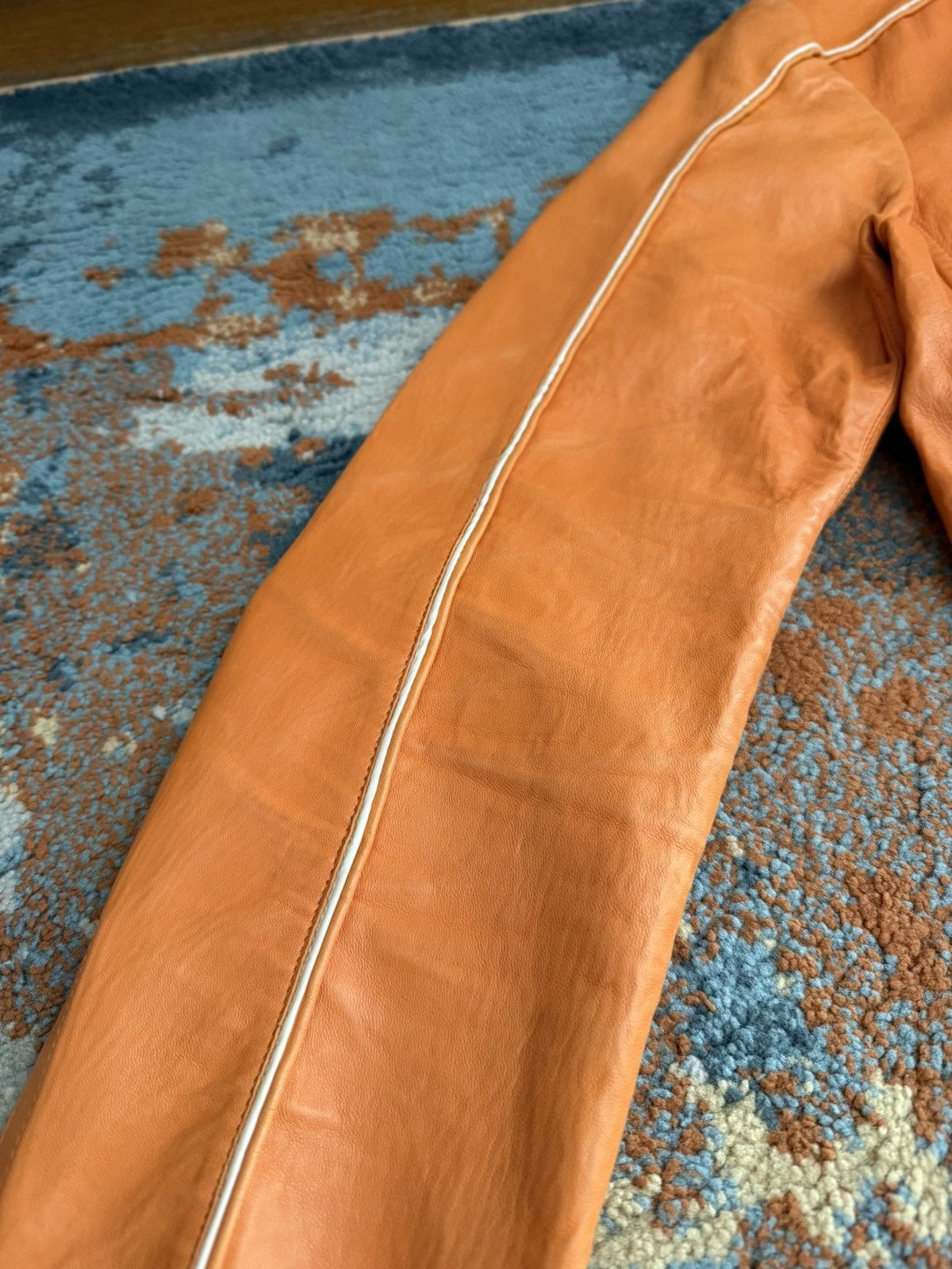Prada Prada AW2000 Vintage Orange Y2k Biker Leather Jacket Size US M / EU 48-50 / 2 - 6 Thumbnail