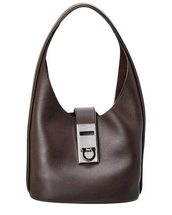 Salvatore Ferragamo o1s1rm0924 Size: OS / Leather Medium Hobo Bag in Dark Brown Size ONE SIZE - 1 Preview