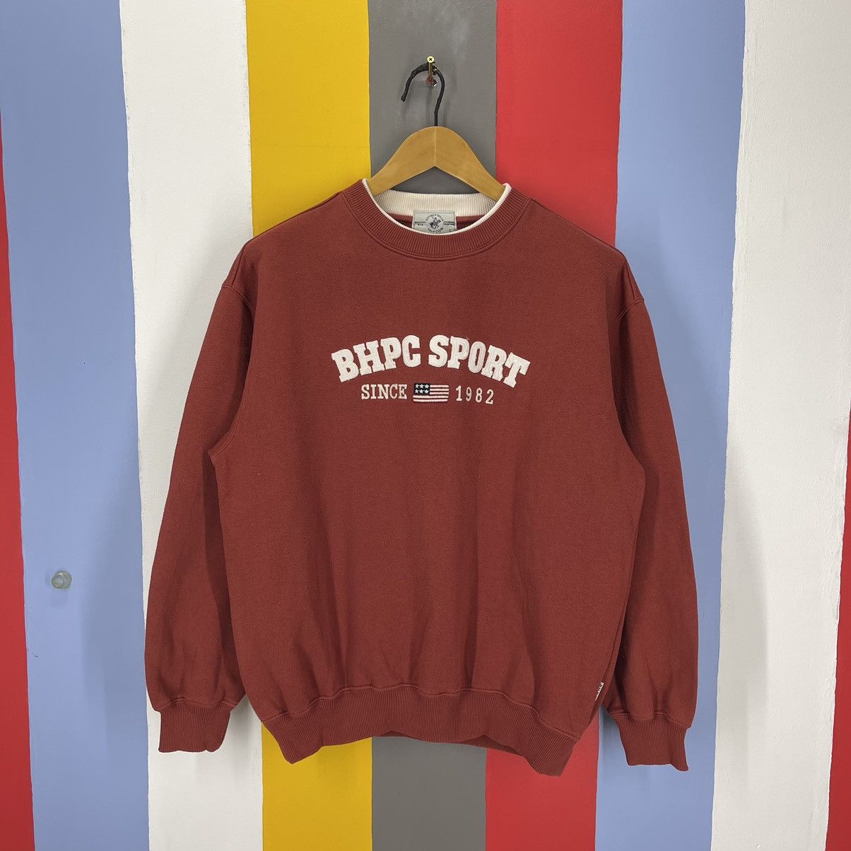image of Beverly Hills Polo Club Bhpc Crew Neck Sweatshirt 1487/ay in Red/Brown, Men's (Size Large)
