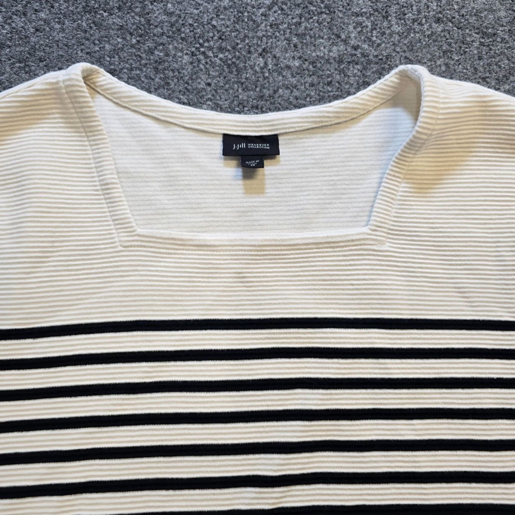 J. Jill J. Jill Top Womens 2X White Black Striped Knit Ribbed Stretch Capsule Casual Shirt Womens Size XXL / US 16-18 / IT 52-54 - 2 Thumbnail
