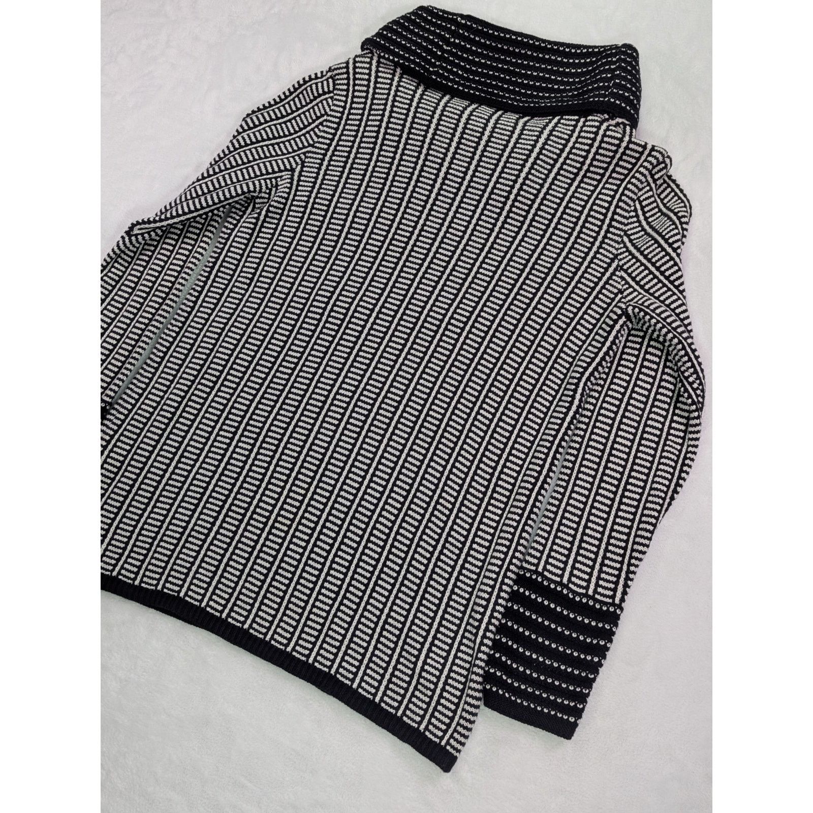 Calvin Klein Large Black & White Pattern Cowl Neck Sweater Size L / US 10 / IT 46 - 10 Thumbnail
