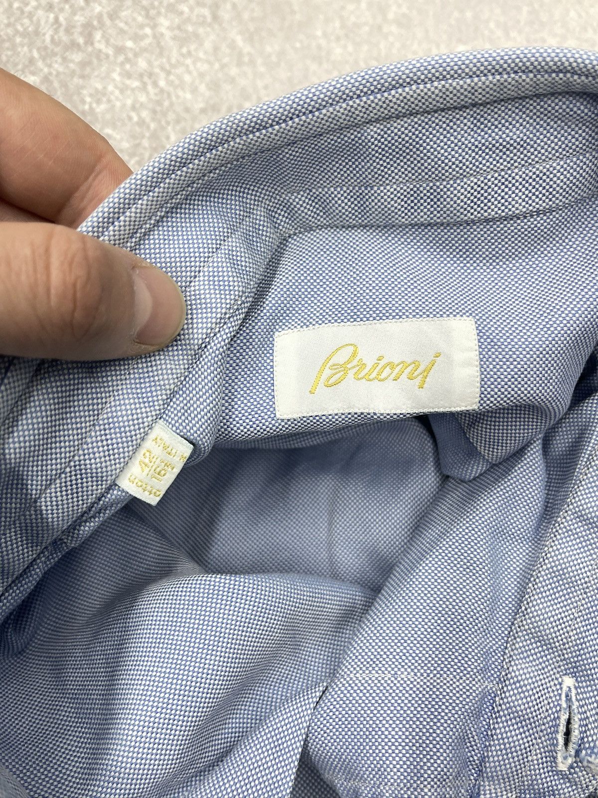 Brioni Brioni Oxford Button Up Shirt Blue Made in Italy Size US XL / EU 56 / 4 - 6 Thumbnail