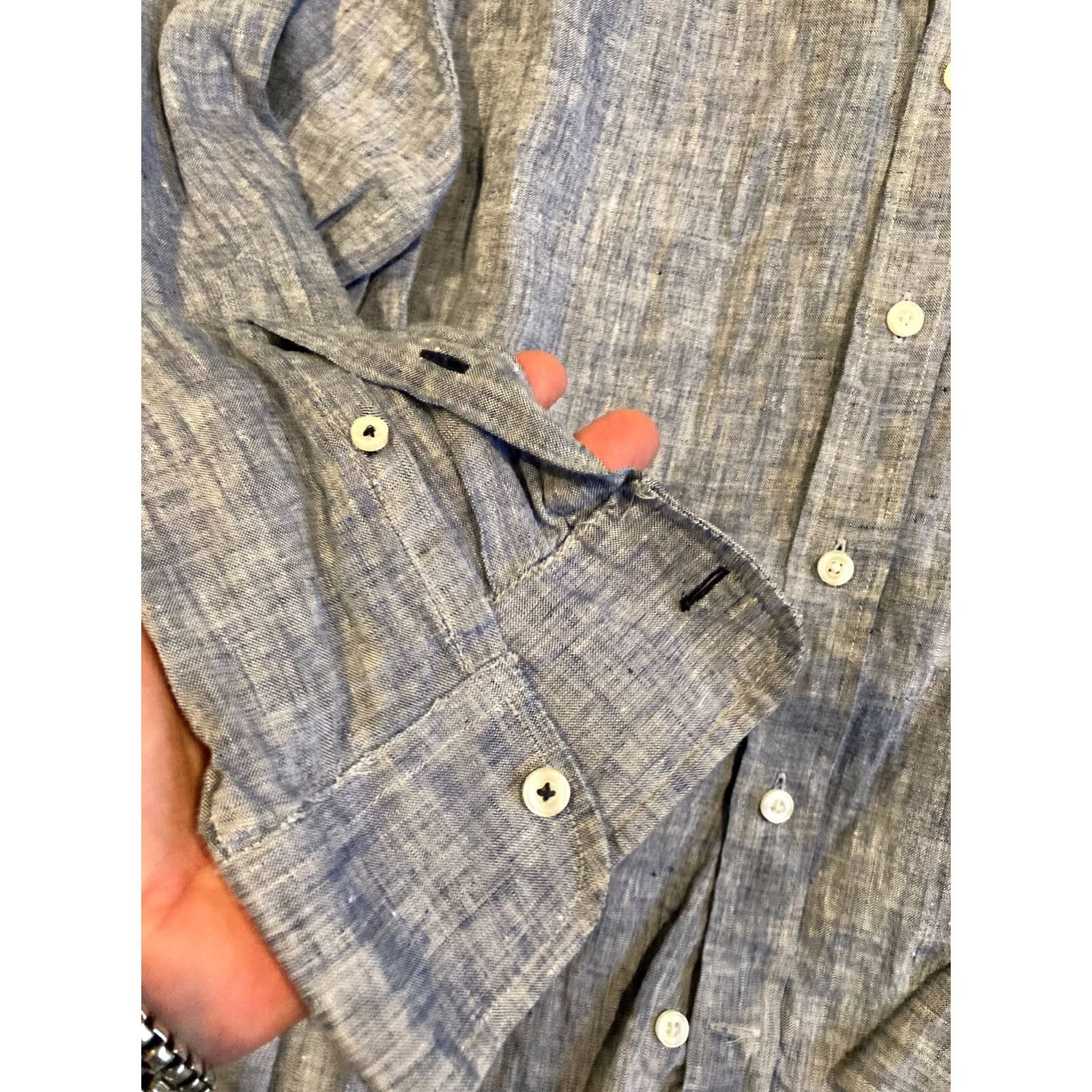 UNTUCKit UNTUCKit Shirt Blue Linen Wrinkle Free Long Sleeve Medium Regular Casual Men’s Button-Down collared Shirt Size US M / EU 48-50 / 2 - 3 Thumbnail