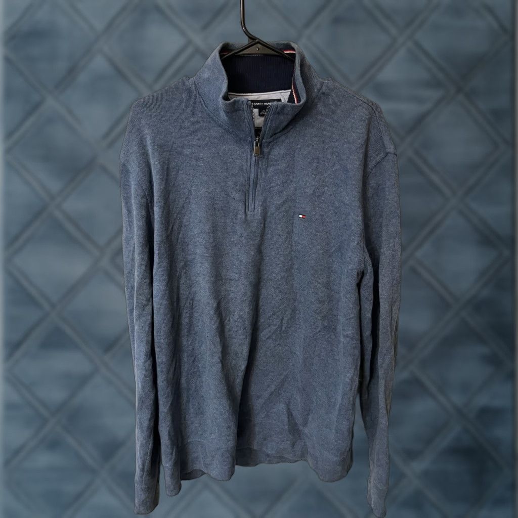 Tommy Hilfiger Tommy Hilfiger Mens Blue Shirt Sweater 1/4 Zip Large Size US L / EU 52-54 / 3 - 1 Thumbnail