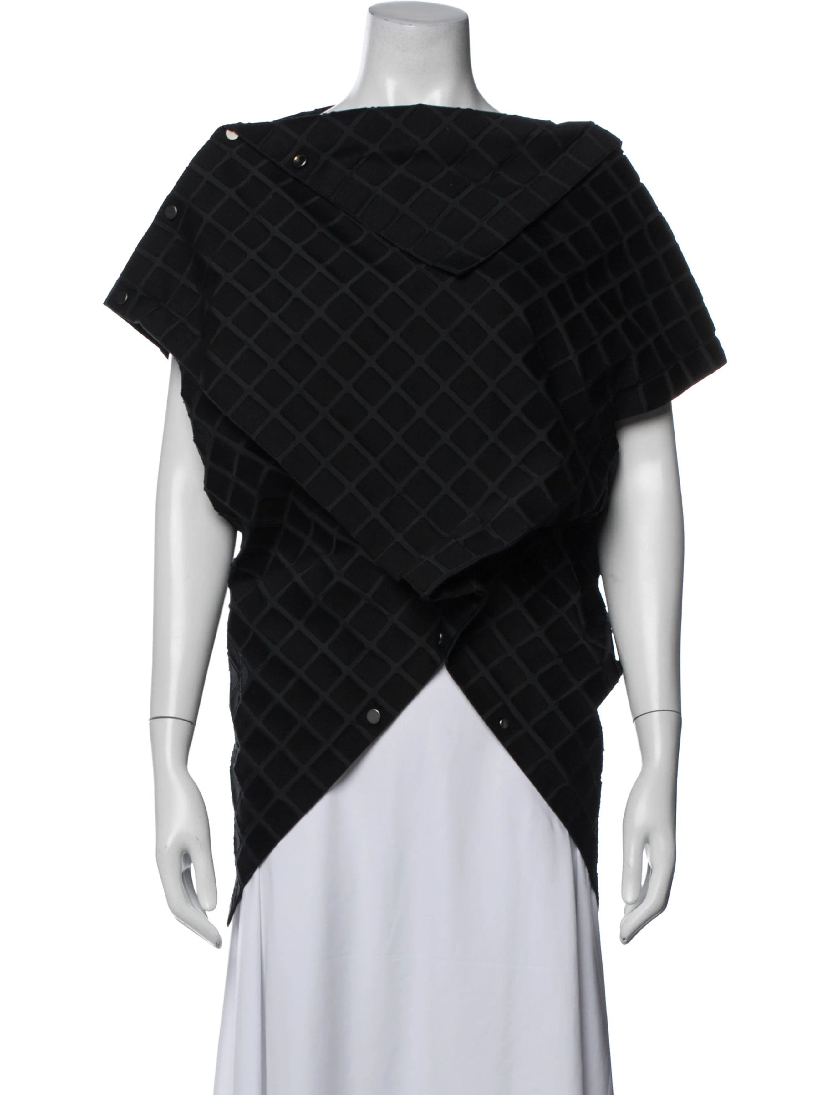 Issey Miyake Black Geometrical Cape Blouse BNWT