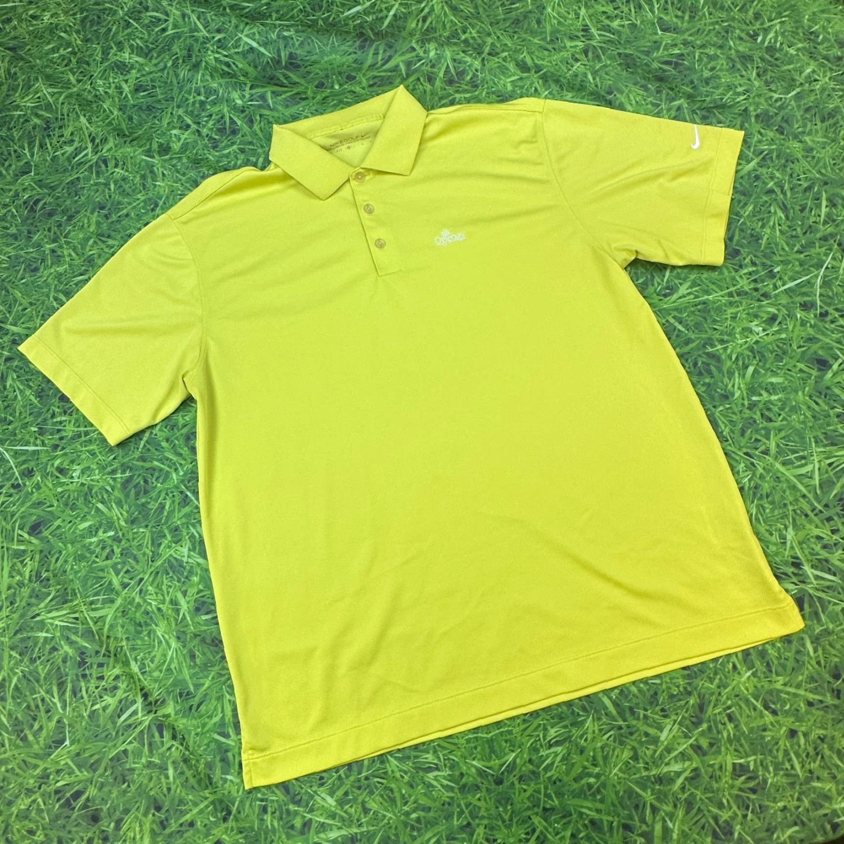 Nike Nike Dri-Fit Golf Shirt Mens Large Yellow Embroidered Swoosh Resort Oglebay Polo Shirt Size US L / EU 52-54 / 3 - 3 Thumbnail