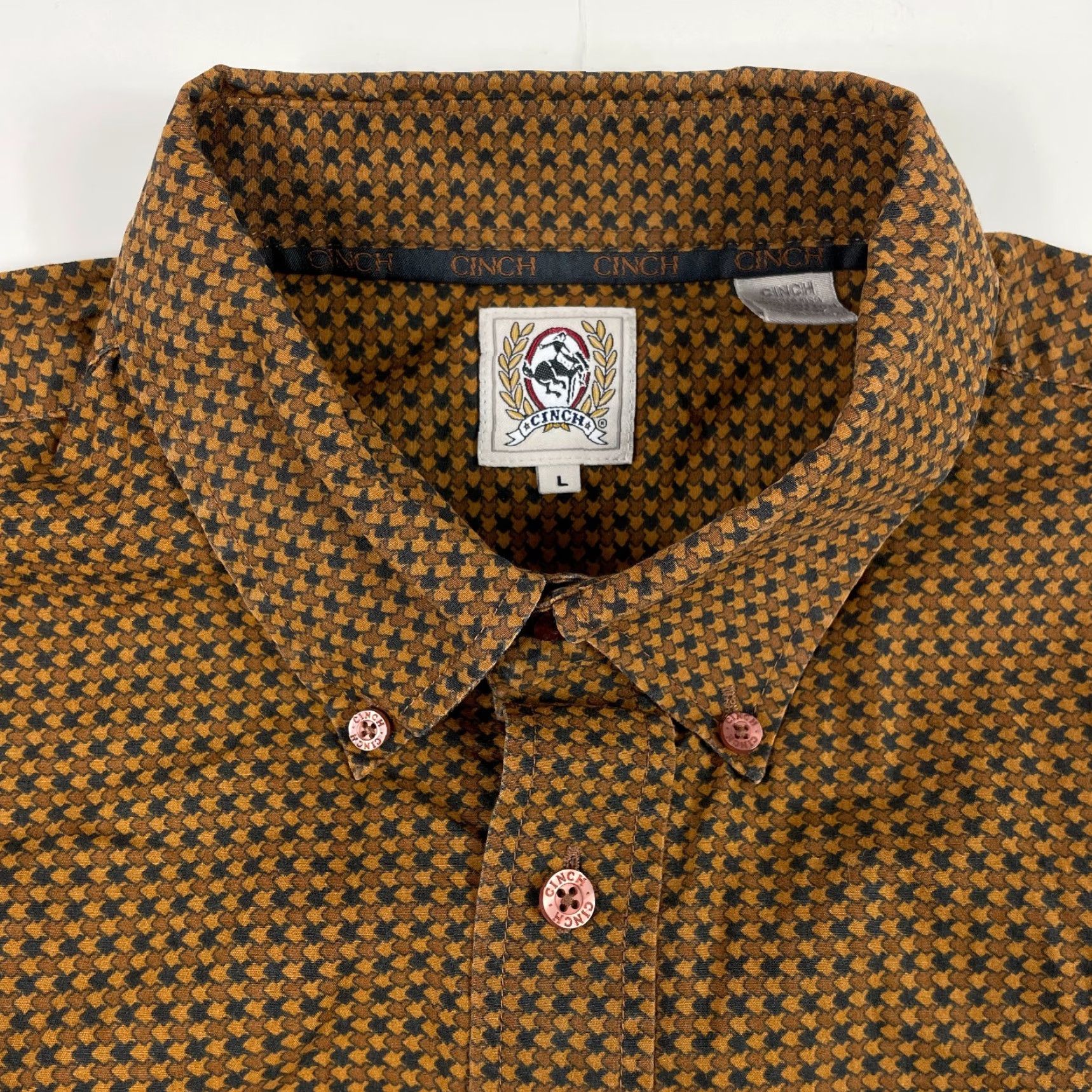 Vintage Cinch Shirt Mens Large Brown Button-Down Western Cowboy Rodeo Geometric Pattern Long Sleeve Casual Workwear Mens Size US L / EU 52-54 / 3 - 6 Thumbnail