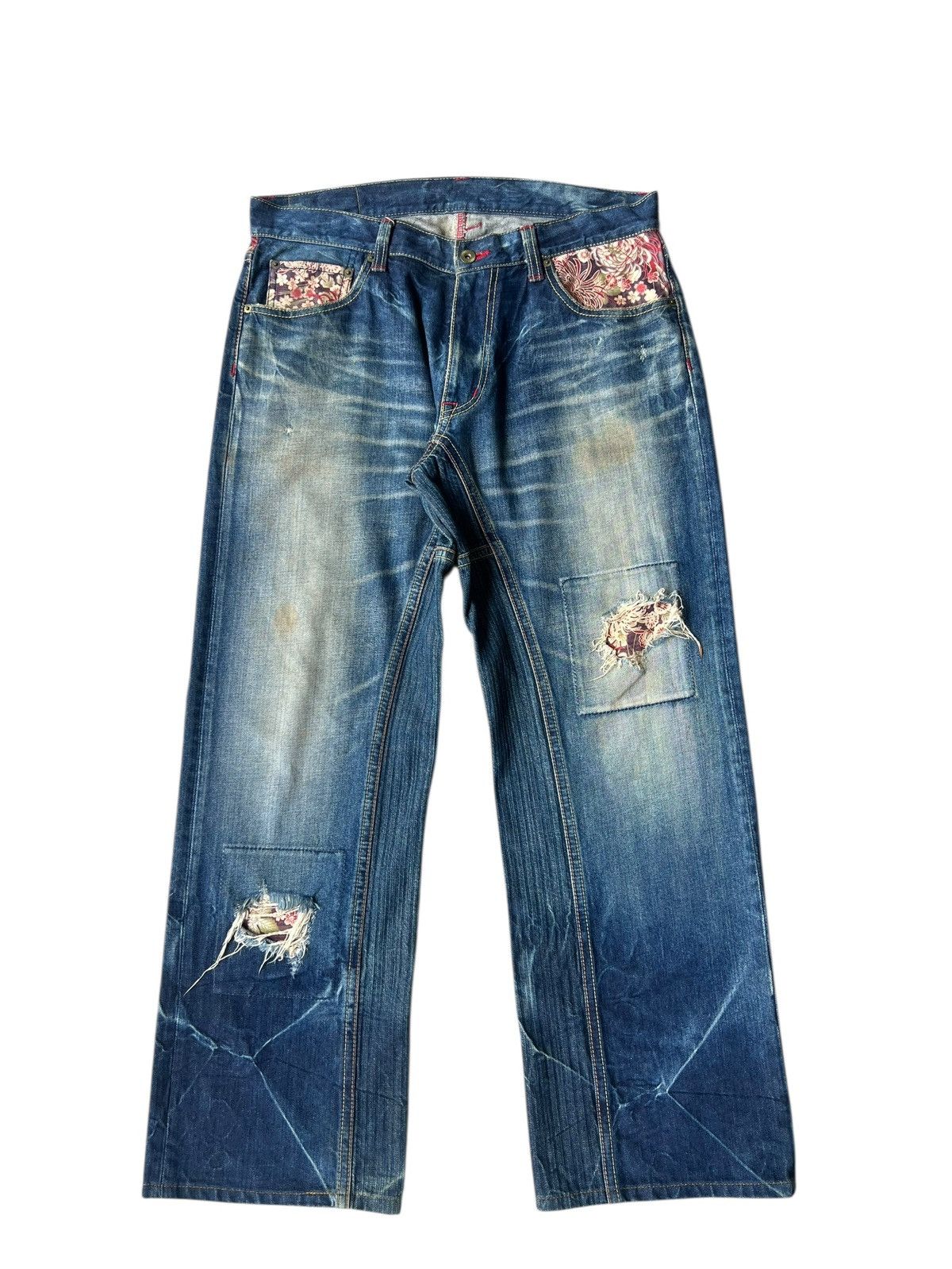 Eternal ETERNAL Distressed Aging Mud Hybrid Denim Loose Jeans Size US 34 / EU 50 - 1 Thumbnail