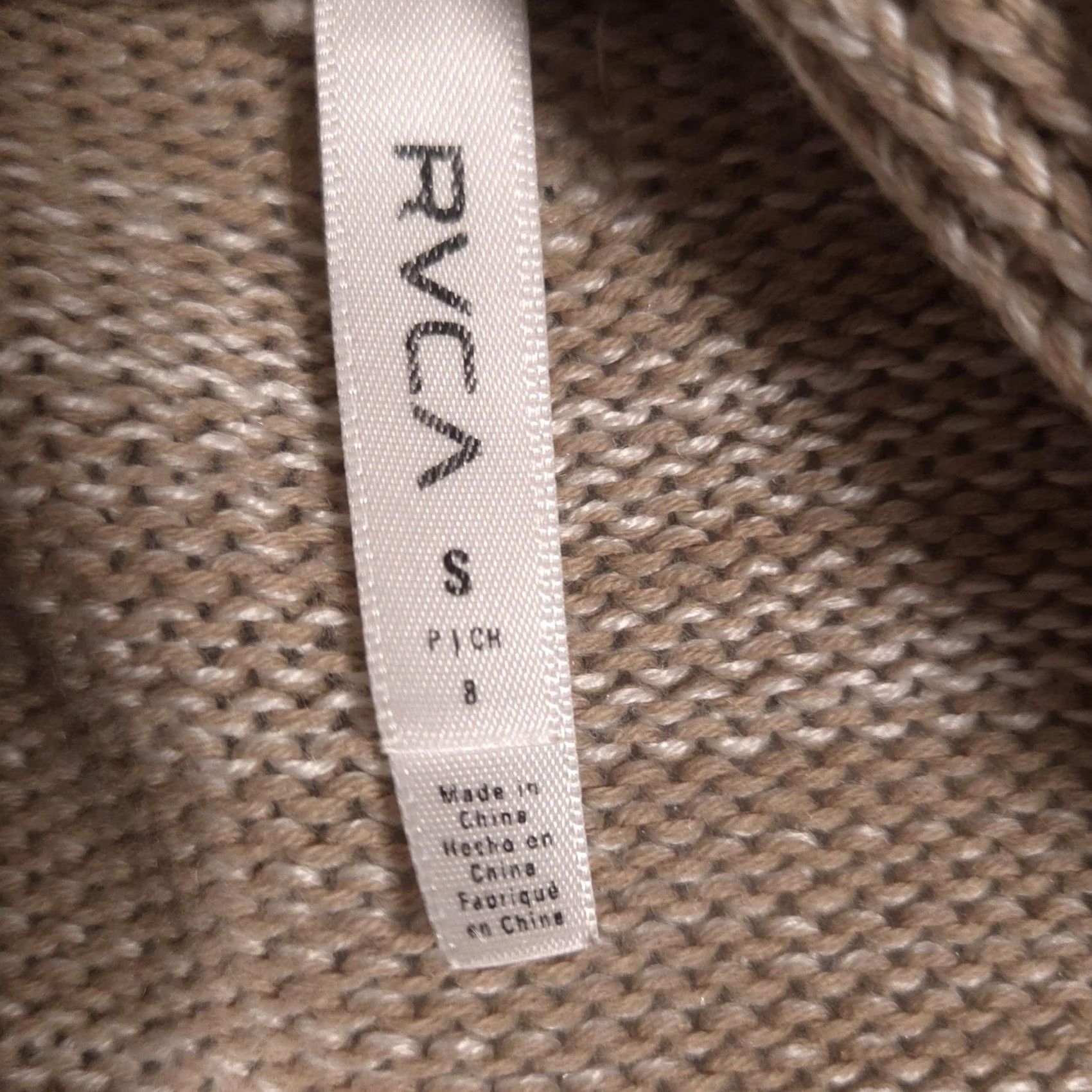 RVCA RVCA Cardigan Sweater Womens S Beige Cotton Acrylic Open Longline Knit Stripe V-Neck Casual Fall Ladies Size S / US 4 / IT 40 - 5 Thumbnail