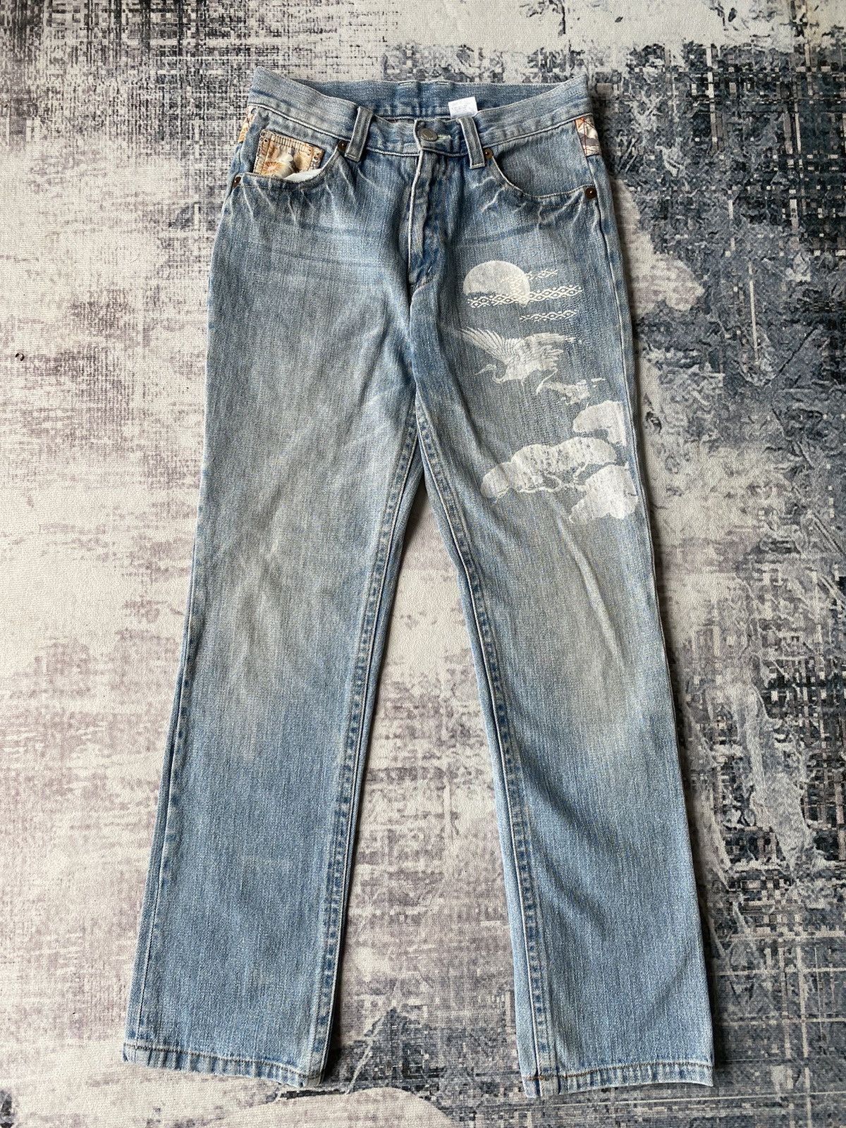 Ed Hardy × Japanese Brand × Vintage Japanese Art Motive Printed Jeans Size US 29 - 3 Thumbnail