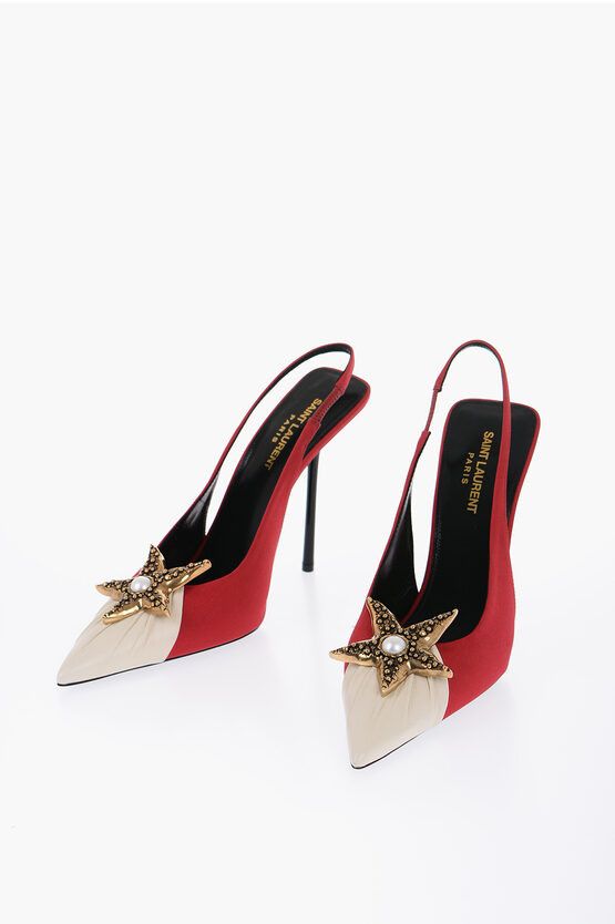 Saint Laurent Paris Slingback Crepe Pumps with Jewel Detail Size US 9.5 / IT 39.5 - 1 Thumbnail