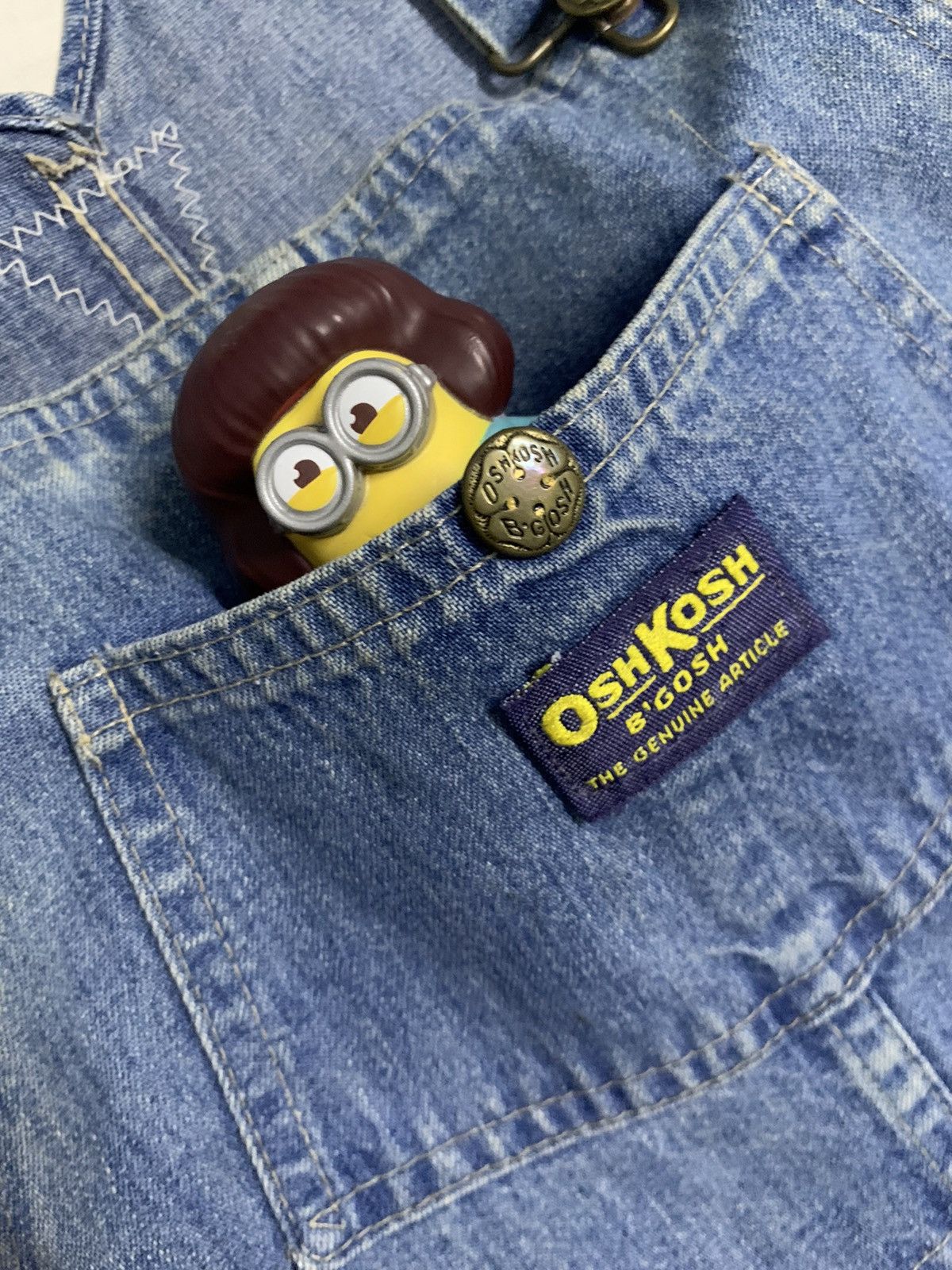 Oshkosh Vintage 90s Oshkosh BGosh Faded Denim Carpenter Overalls Size US 29 - 7 Thumbnail