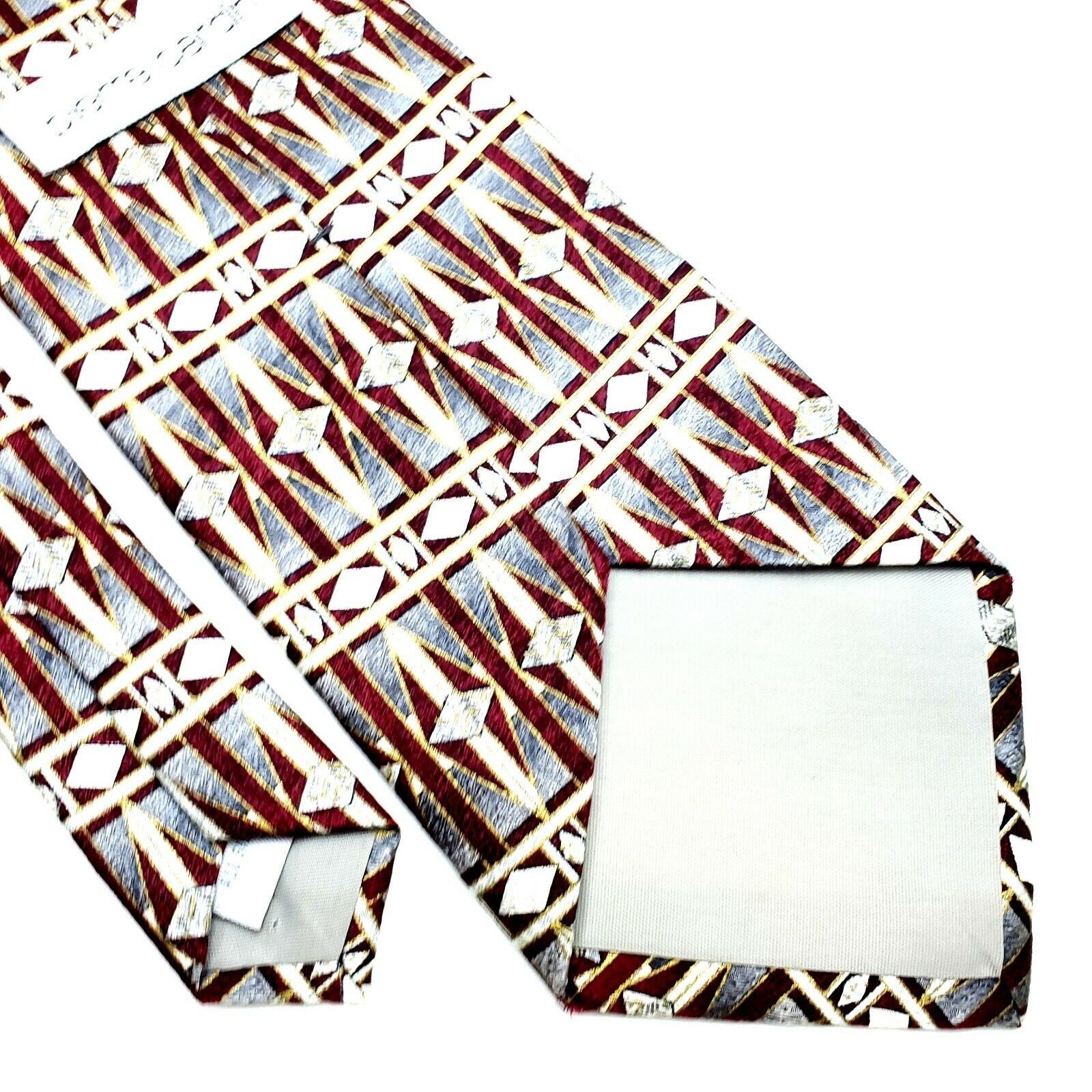 Pierre Cardin Pierre Cardin Silk Tie Gray Red Geometric Abstract Print Wid Size ONE SIZE - 5 Thumbnail