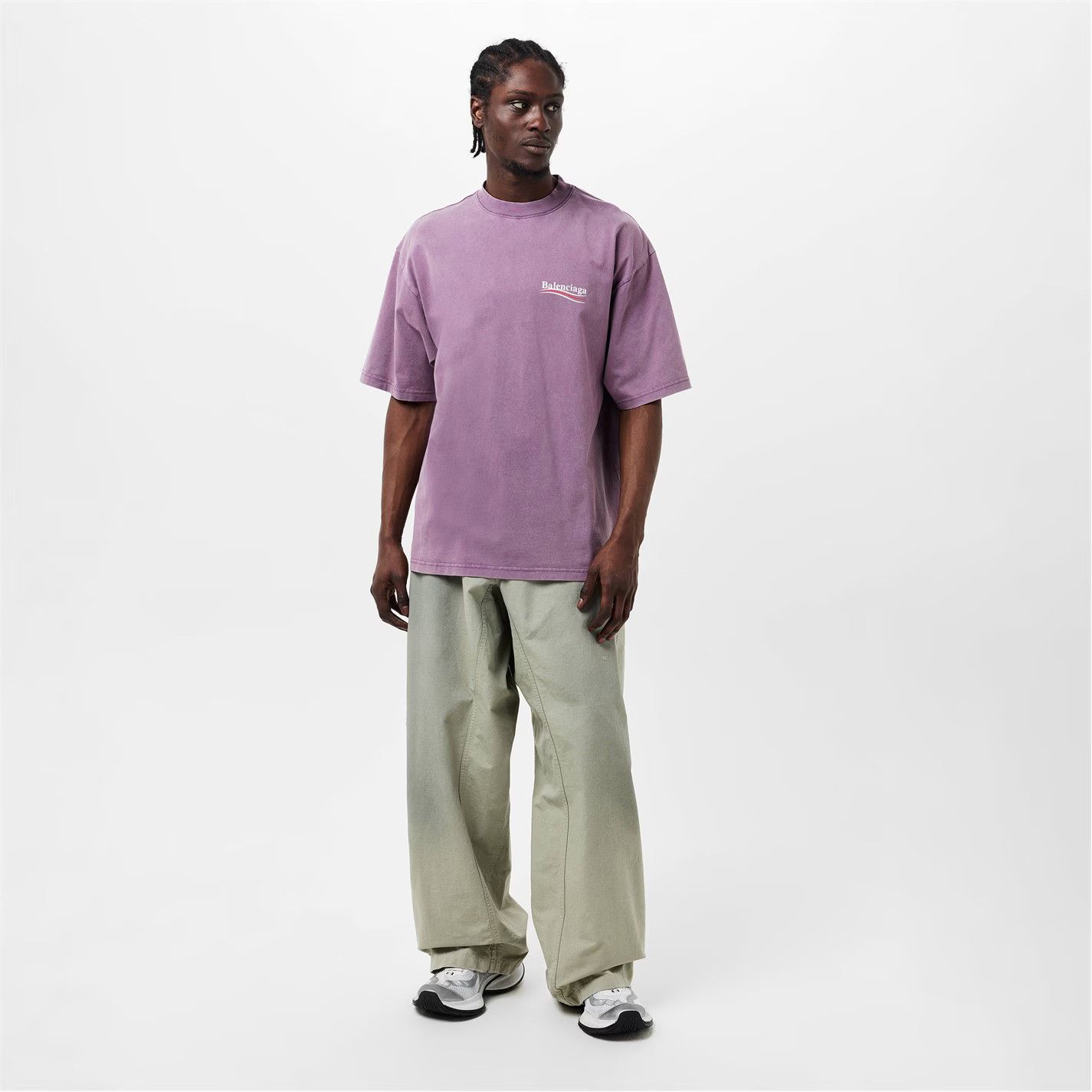 Balenciaga o1g2r1mq0226 Political Campaign T-Shirt In Faded Purple Size US XL / EU 56 / 4 - 6 Thumbnail