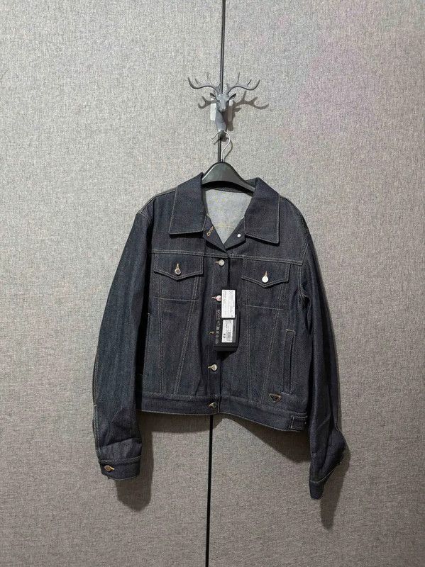 Prada Prada Black Gray Cotton Logo Embroidered Jacket Size US S / EU 44-46 / 1 - 1 Thumbnail