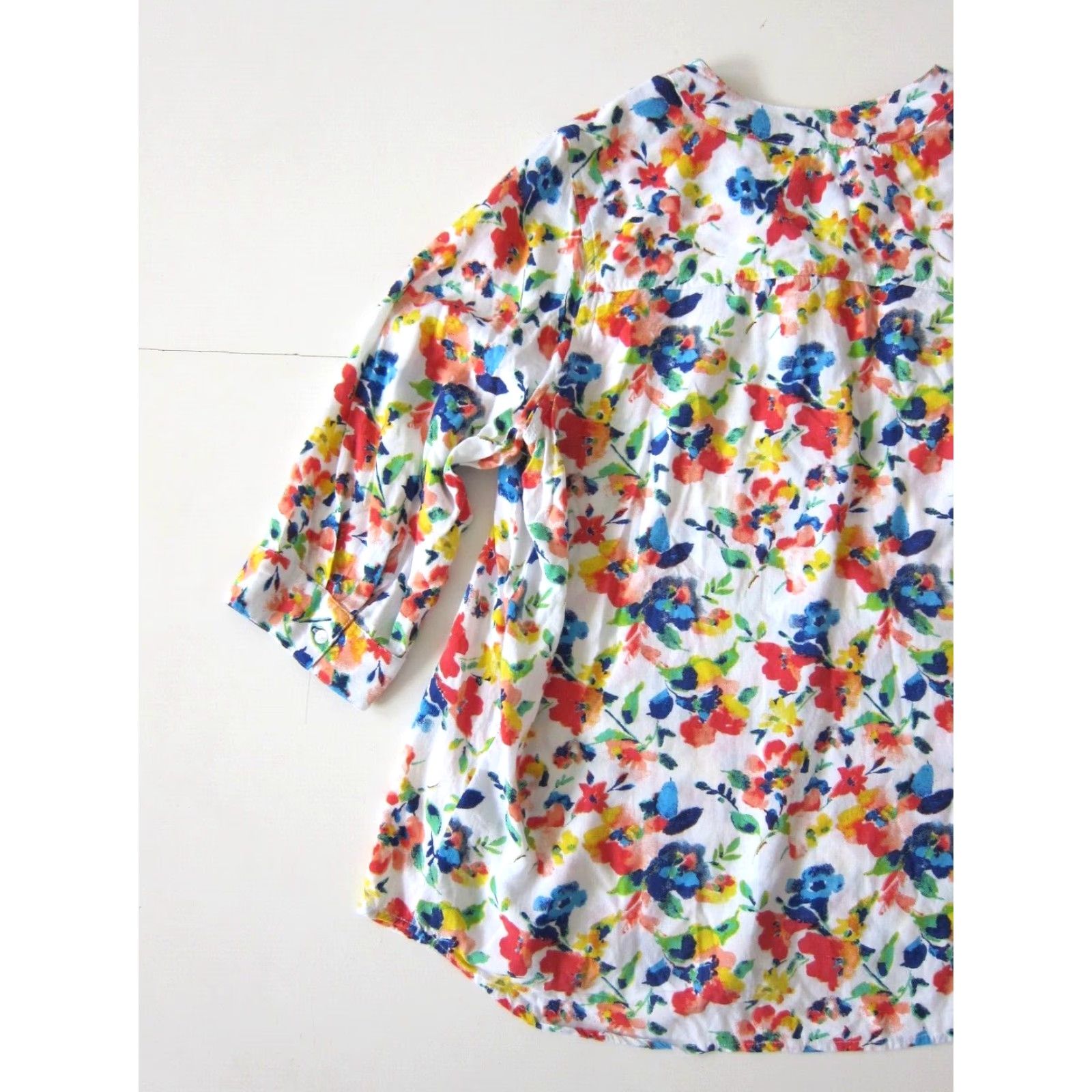 Vintage Woman Within Blouse 3/4 Sleeve M Yellow Floral Tunic Womens Size M / US 6-8 / IT 42-44 - 6 Thumbnail