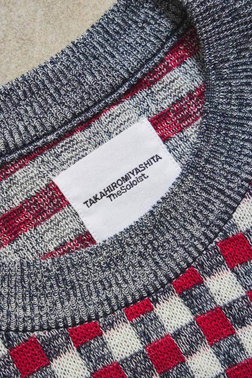 Takahiromiyashita The Soloist. TAKAHIROMIYASHITA TheSoloist. Check Crewneck Knit Sweater Size US S / EU 44-46 / 1 - 7 Thumbnail
