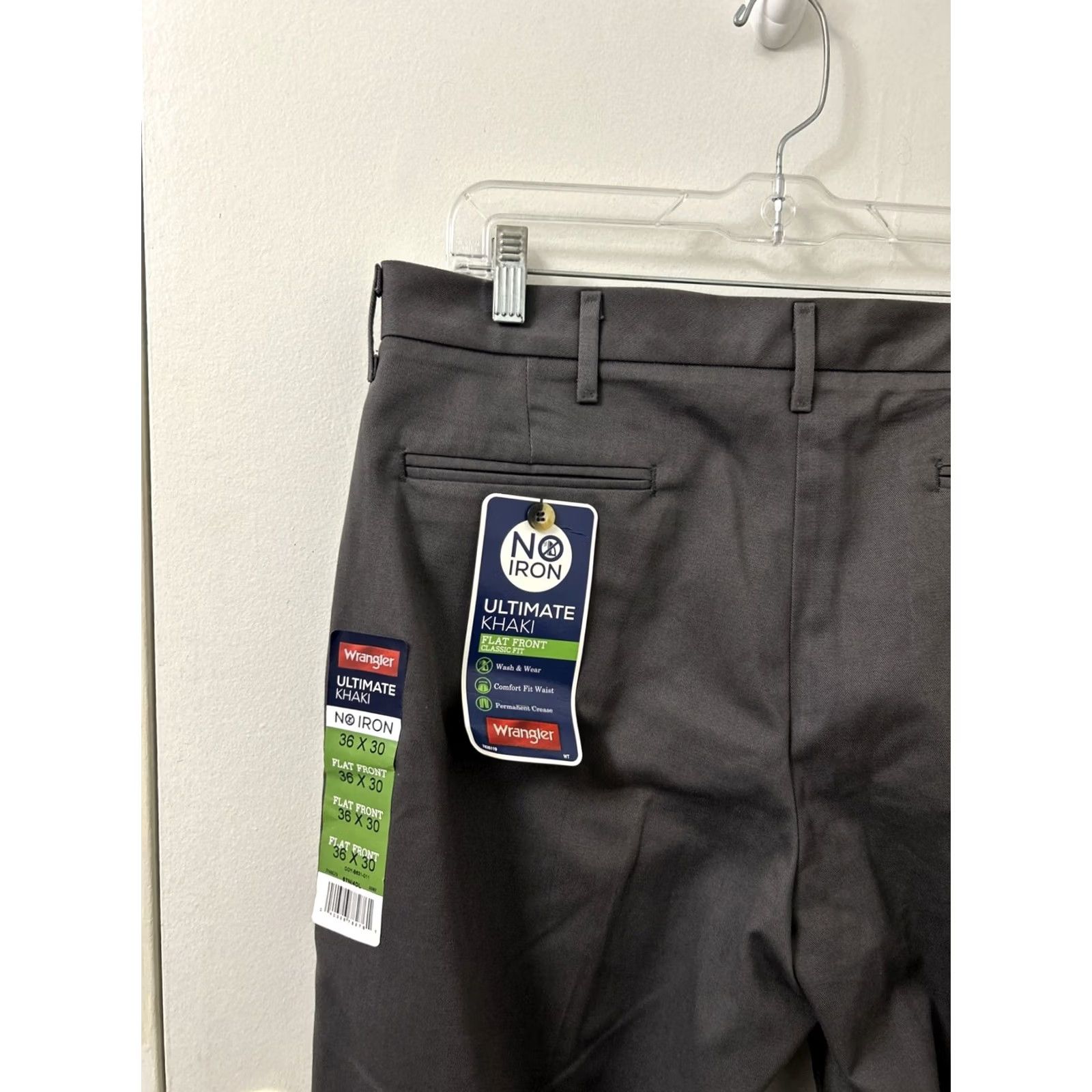 Wrangler Wrangler Ultimate Khaki Pants Mens 36x30 Gray Classic Flat Front Zip Button Casual Workwear Size US 36 / EU 52 - 5 Thumbnail