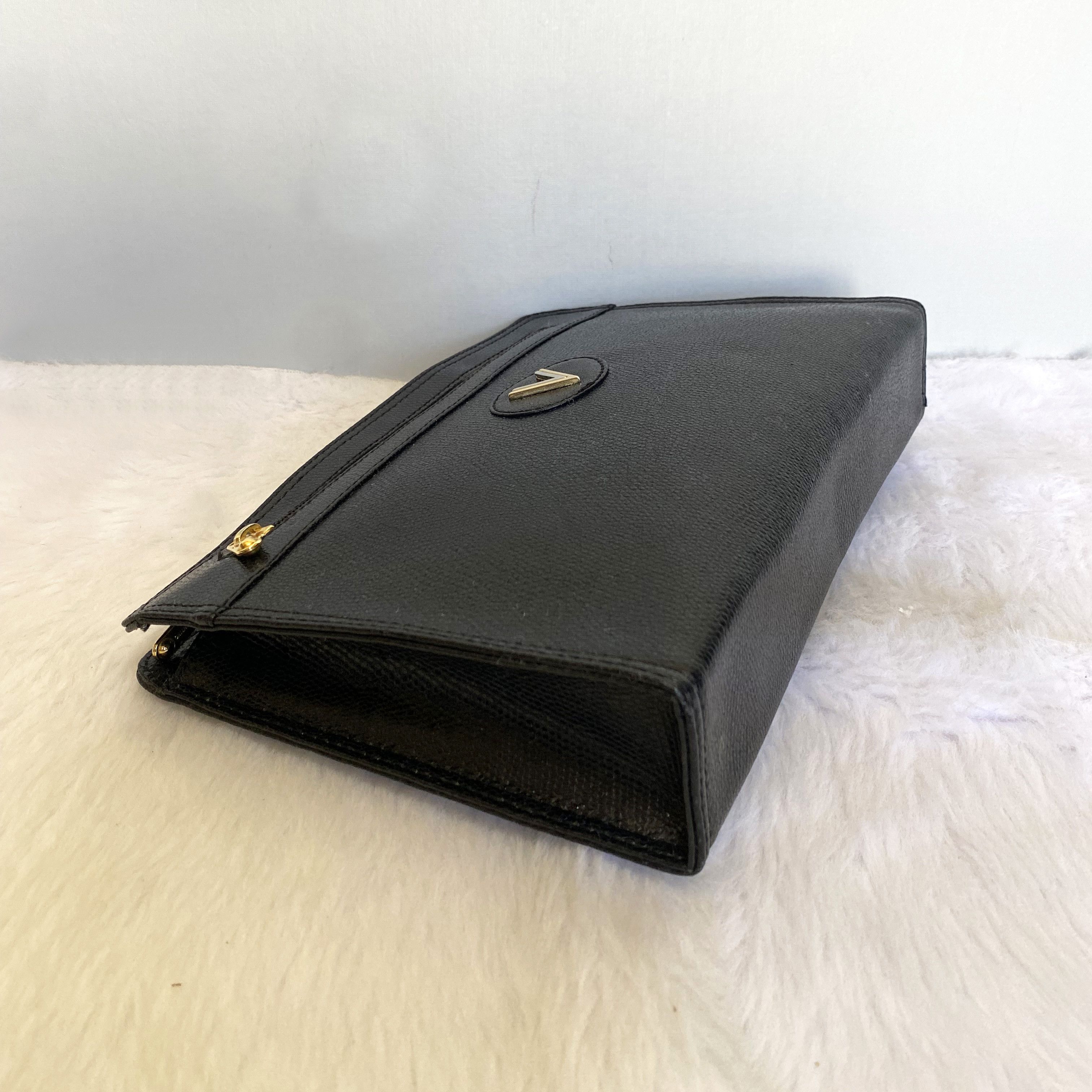 Mario Valentino × Vintage MARIO VALENTINO Vintage Black Leather Clutch Bag Size ONE SIZE - 7 Thumbnail