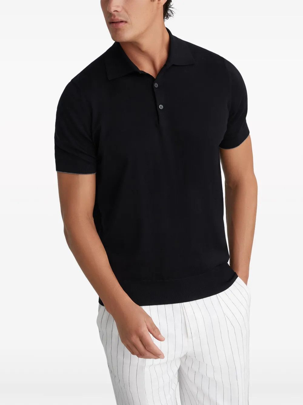 Brunello Cucinelli Polo Sweater in Black Size US L / EU 52-54 / 3 - 1 Thumbnail