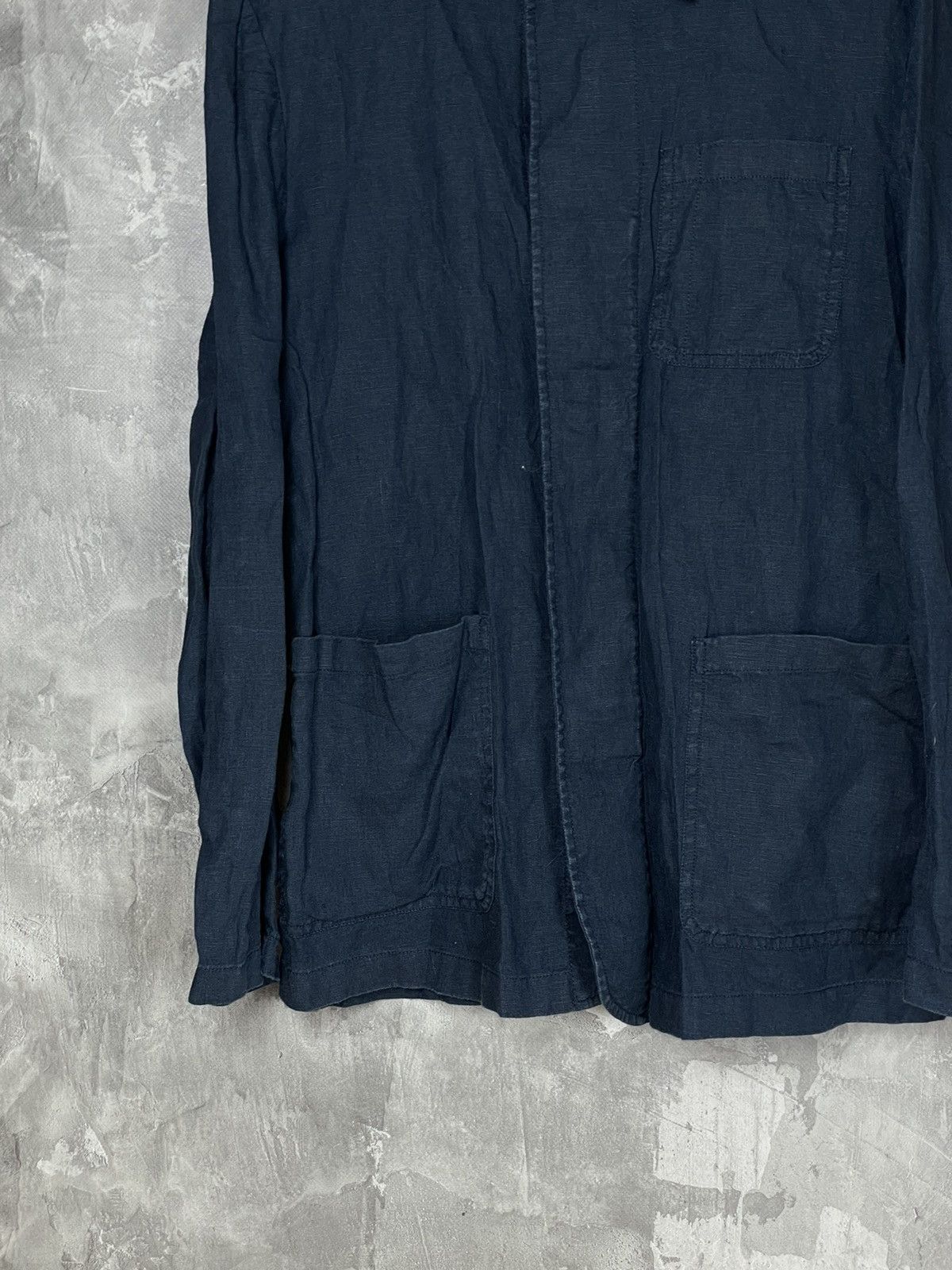 Japanese Brand × Vintage Vintage Navy Linen Old Money Style Luxury Shirt Size US M / EU 48-50 / 2 - 5 Thumbnail