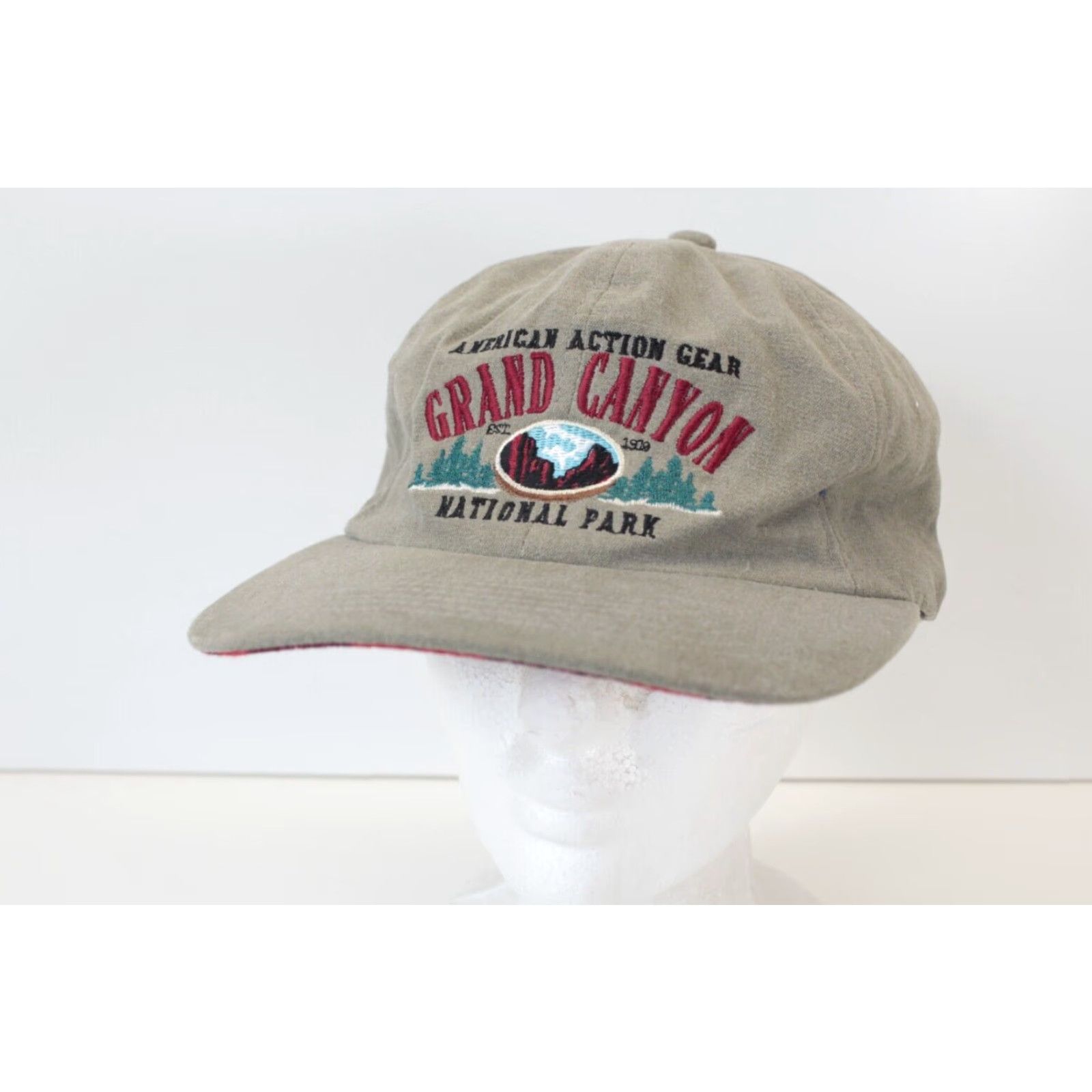 Vintage VINTAGE Grand Canyon Snapback Hat Beige Red Plaid Bill 90s Unbranded Adjustable Unisex Adults Hat Mens Womens Boys Girls Size ONE SIZE - 2 Thumbnail