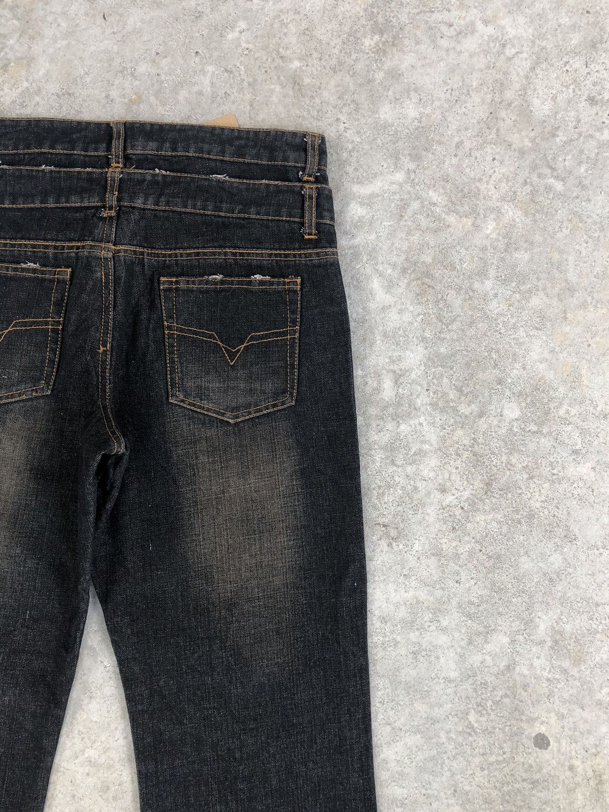 If Six Was Nine Japanese Aqua Flared Jeans Double Waist Distressed Size US 30 / EU 46 - 10 Thumbnail