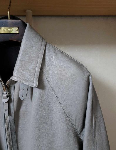 Tom Ford o1sm1stk0824 Grain Leather Jacket in Gray Size US M / EU 48-50 / 2 - 2 Thumbnail