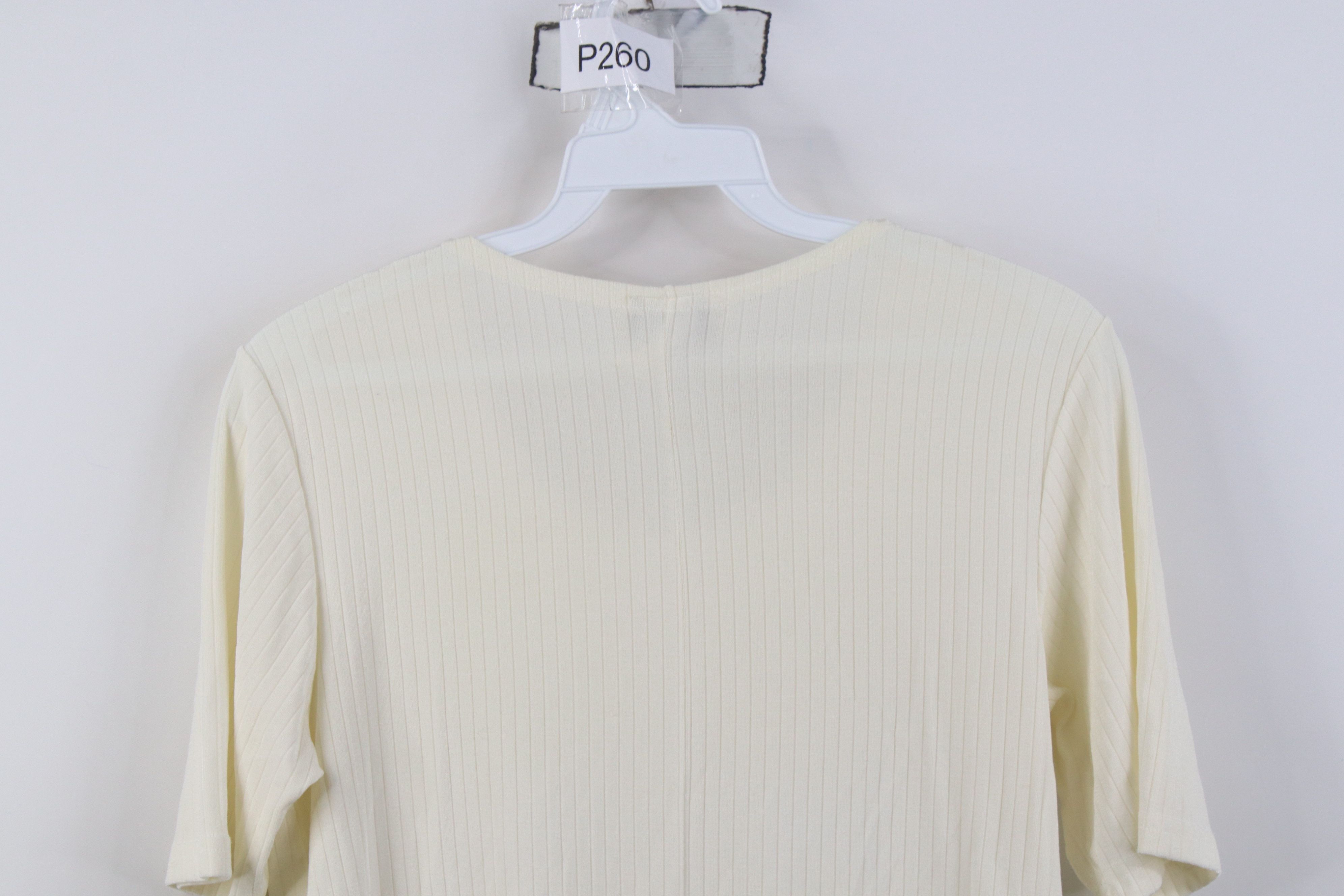 Vintage Vintage 90s Y2K Babydoll Stretch Knit T-Shirt Cream USA Size XL / US 12-14 / IT 48-50 - 10 Thumbnail