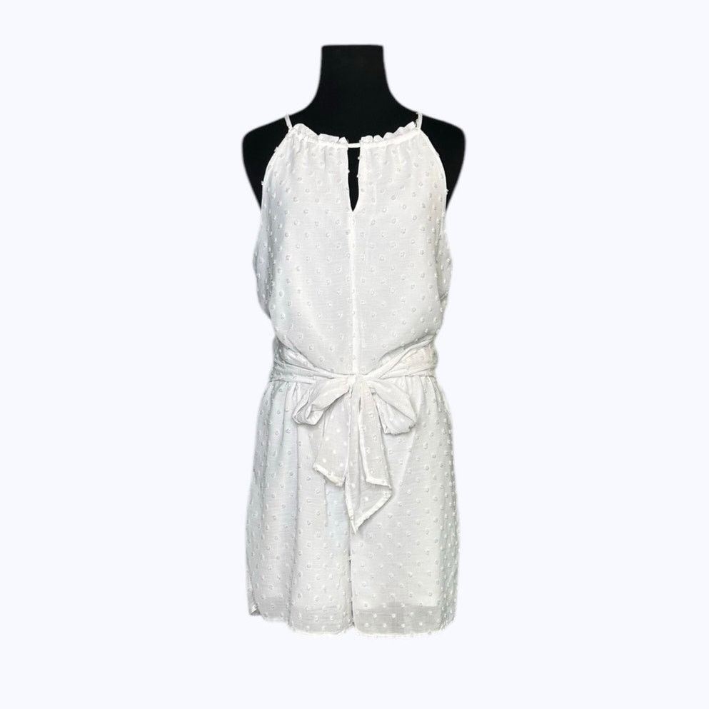 Bar III BAR III white swiss dot texture halter romper size Medium Size 28" / US 6 / IT 42 - 7 Thumbnail