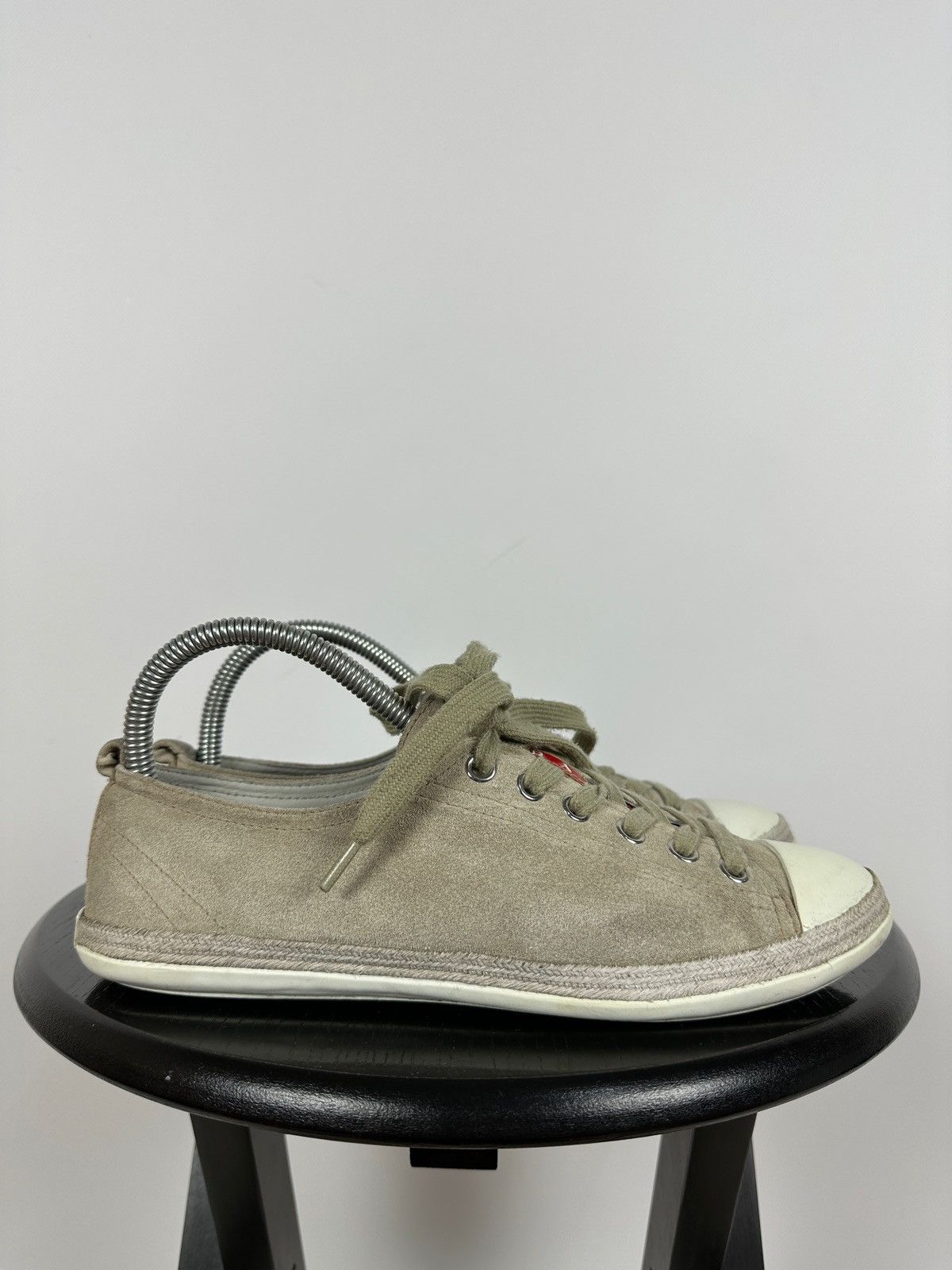 Prada Prada Suede Low Tops Red Tab Linea Rossa Trainers Sneakers Size US 8.5 / IT 38.5 - 6 Thumbnail