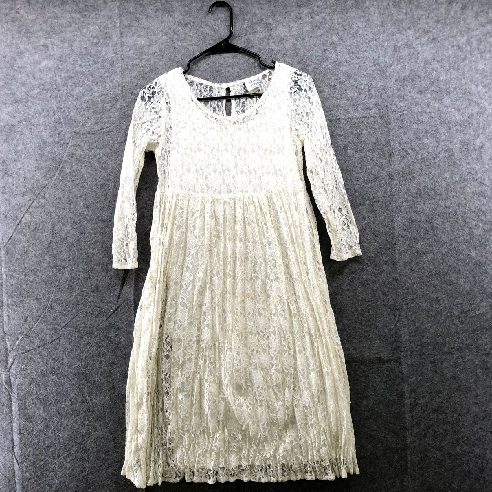 Vintage VINTAGE Sara Babs All Lace Dress Womens S Ivory 3/4 Sleeve Midi A-Line 1980s Vintage Hipster Boho Victorian Size S / US 4 / IT 40 - 2 Thumbnail
