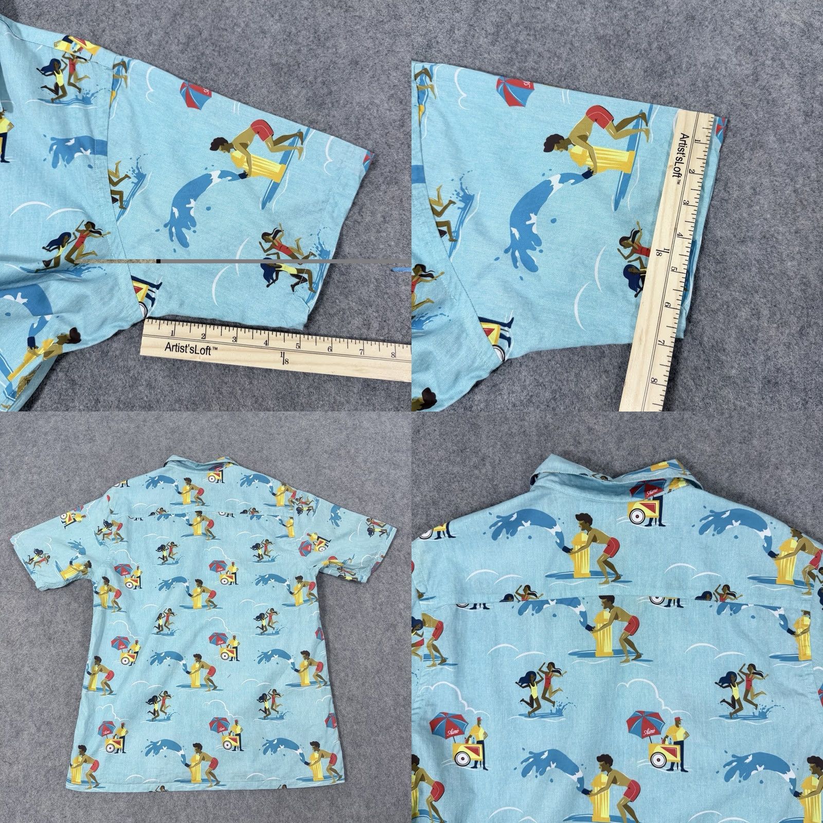 Aime Leon Dore Aime Leon Dore Hawaiian Party Casual Button-Up Shirt Mens Medium Blue Graphic Print Short Sleeve Shirt Size US M / EU 48-50 / 2 - 10 Thumbnail