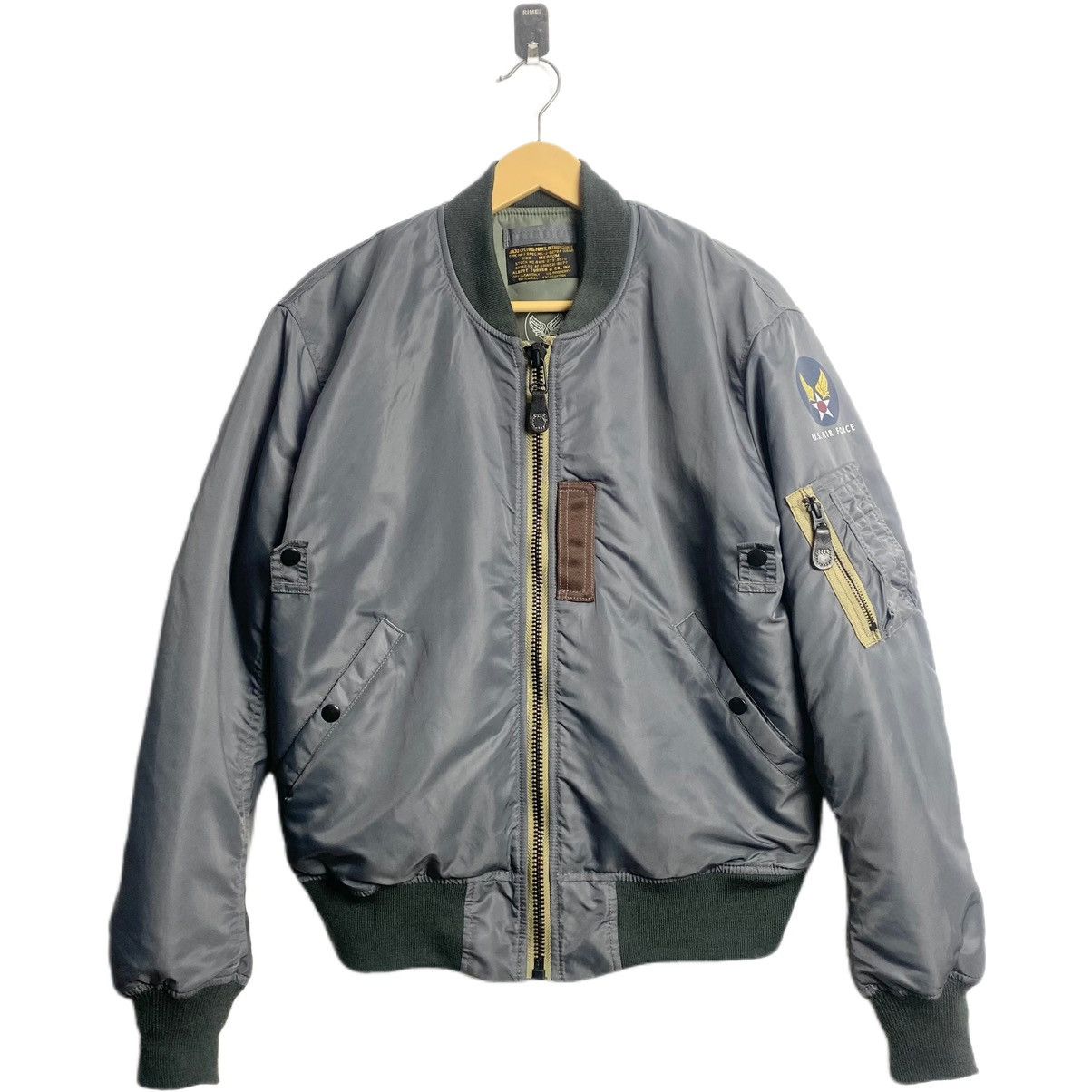 image of The Real Mccoys x Toys Mccoy Ma-1 Flight Jacket in Grey, Men's (Size Medium)