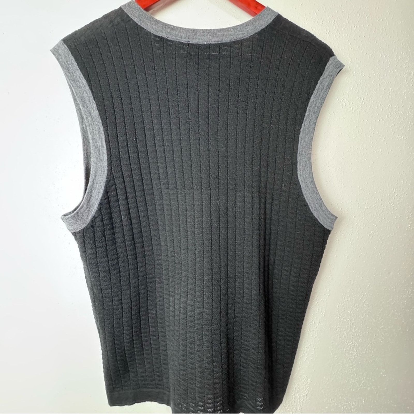Murano Murano Black Grey Marino Wool Sweater Vest Men’s Size Large Size US L / EU 52-54 / 3 - 11 Thumbnail