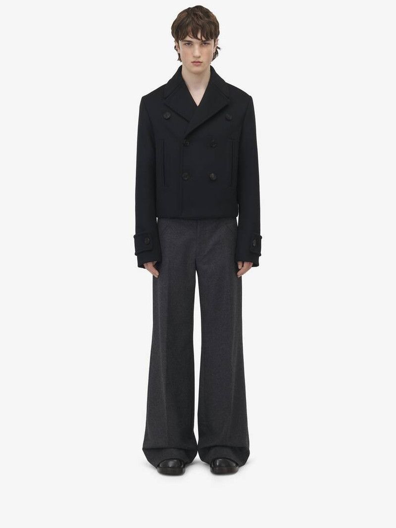 Alexander McQueen o1srvl11e0226 Wool Felt Peacoat In Black Size US M / EU 48-50 / 2 - 3 Thumbnail