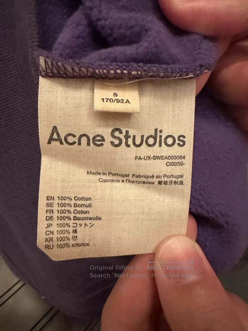 Acne Studios Acne Studios Purple Smile Hooded Sweatshirt, 100% Cotton, Size US S / EU 44-46 / 1 - 7 Thumbnail