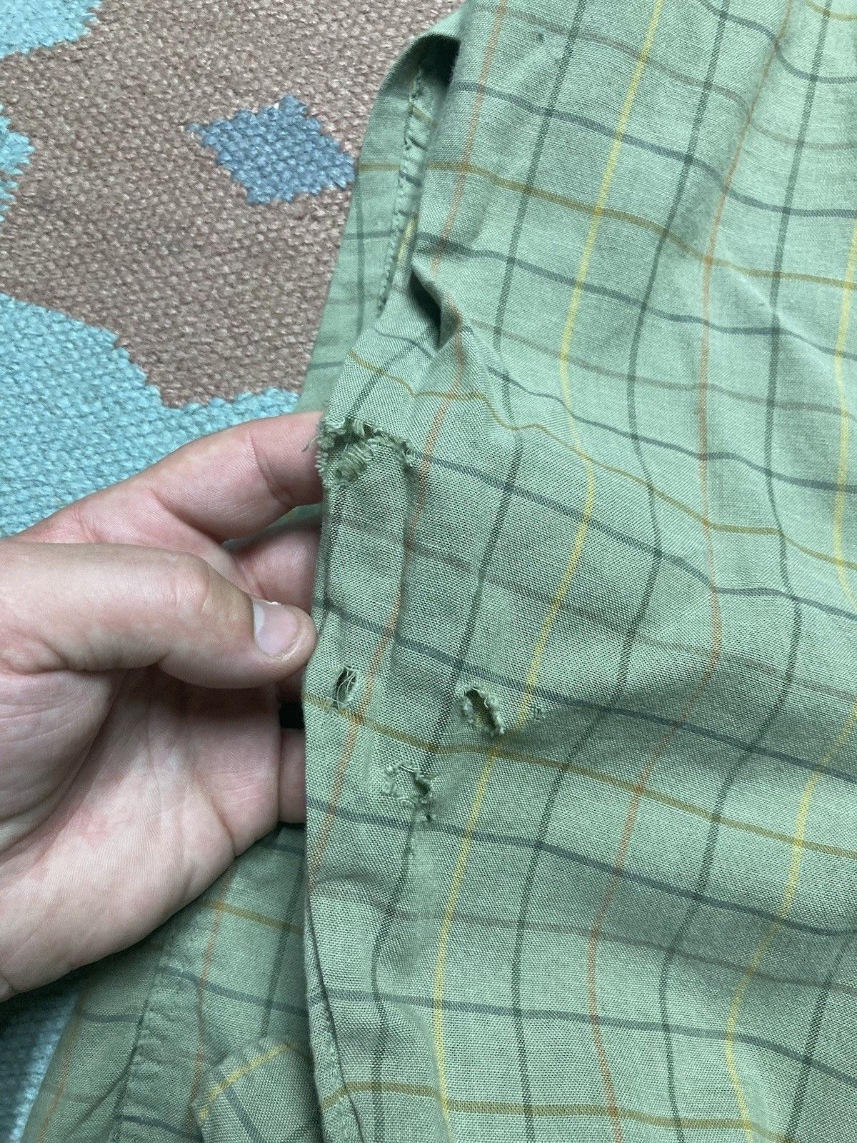 Vintage Vintage 60s 70s button shirt distressed plaid men’s large Size US L / EU 52-54 / 3 - 4 Thumbnail