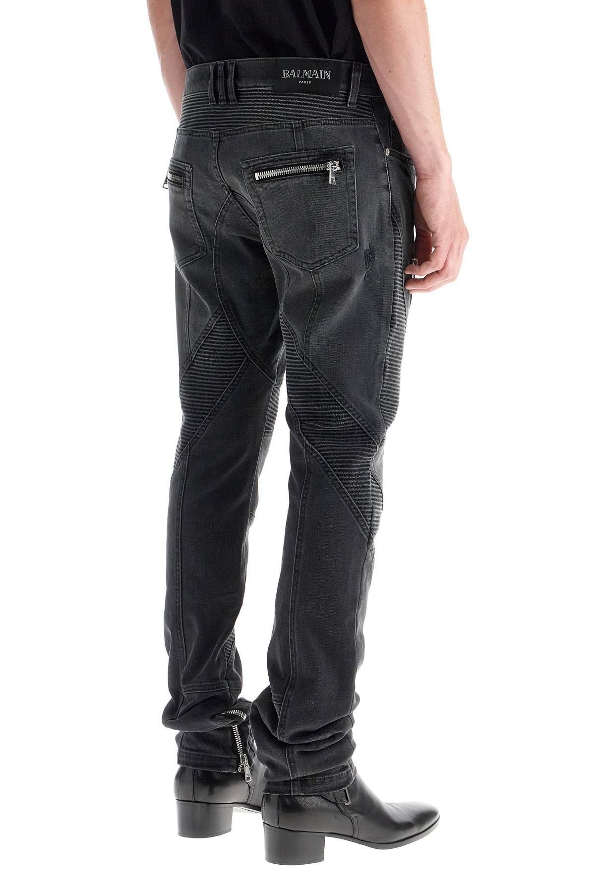 Balmain o1s1wg111025 Slim Fit Biker Jeans in Black Size US 30 / EU 46 - 3 Thumbnail
