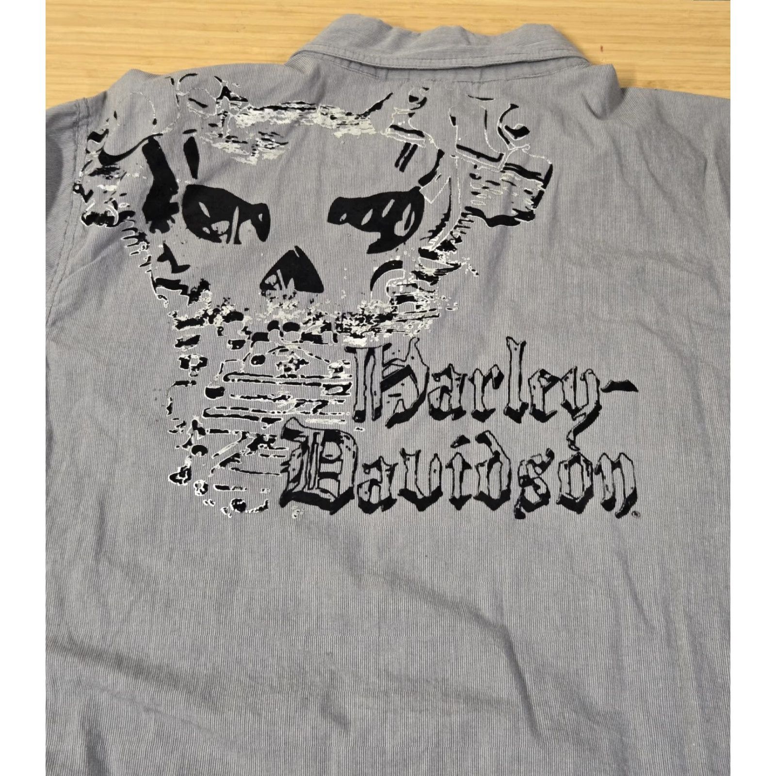 Harley Davidson Harley-Davidson Shirt Mens Large Gray Button Up Skull Graphic Biker Motorcycle Size US L / EU 52-54 / 3 - 5 Thumbnail
