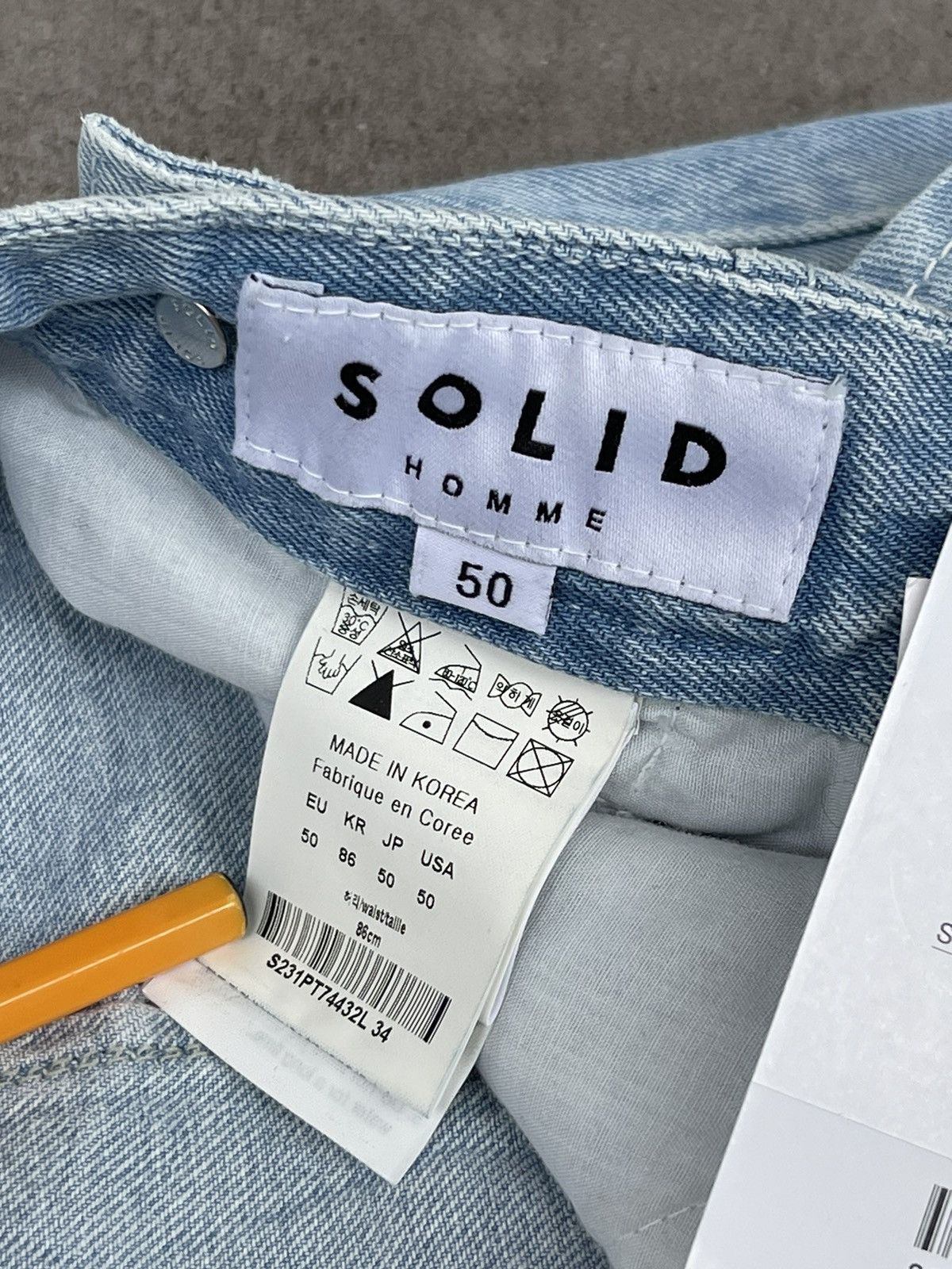 Solid Homme × Wooyoungmi !DS! SS23 Solid Homme Washed Indigo Denim Pants Size US 34 / EU 50 - 19 Thumbnail