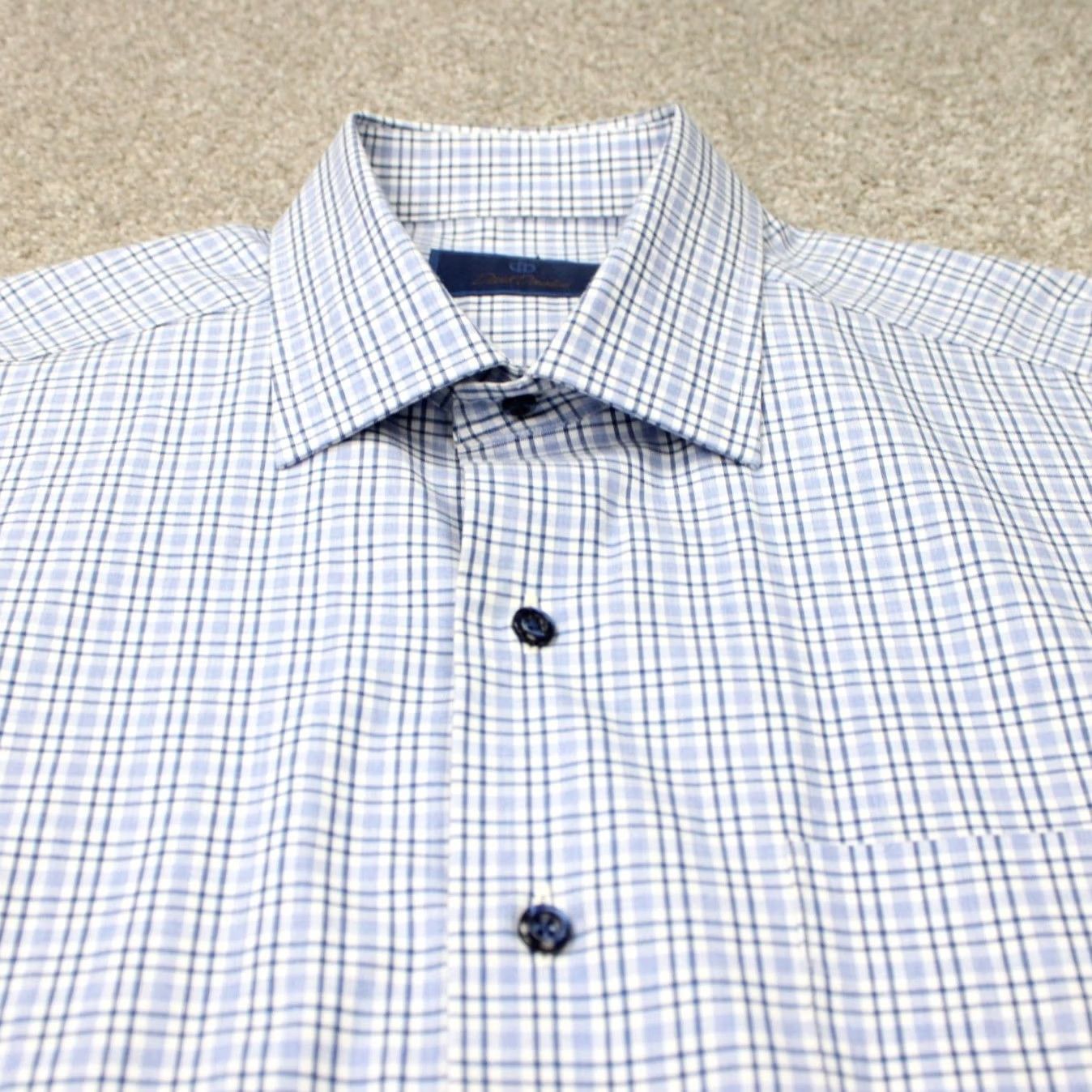 David Donahue David Donahue Shirt Mens Large Blue Plaid 100% Cotton Long Sleeve Button Up Size US L / EU 52-54 / 3 - 5 Thumbnail