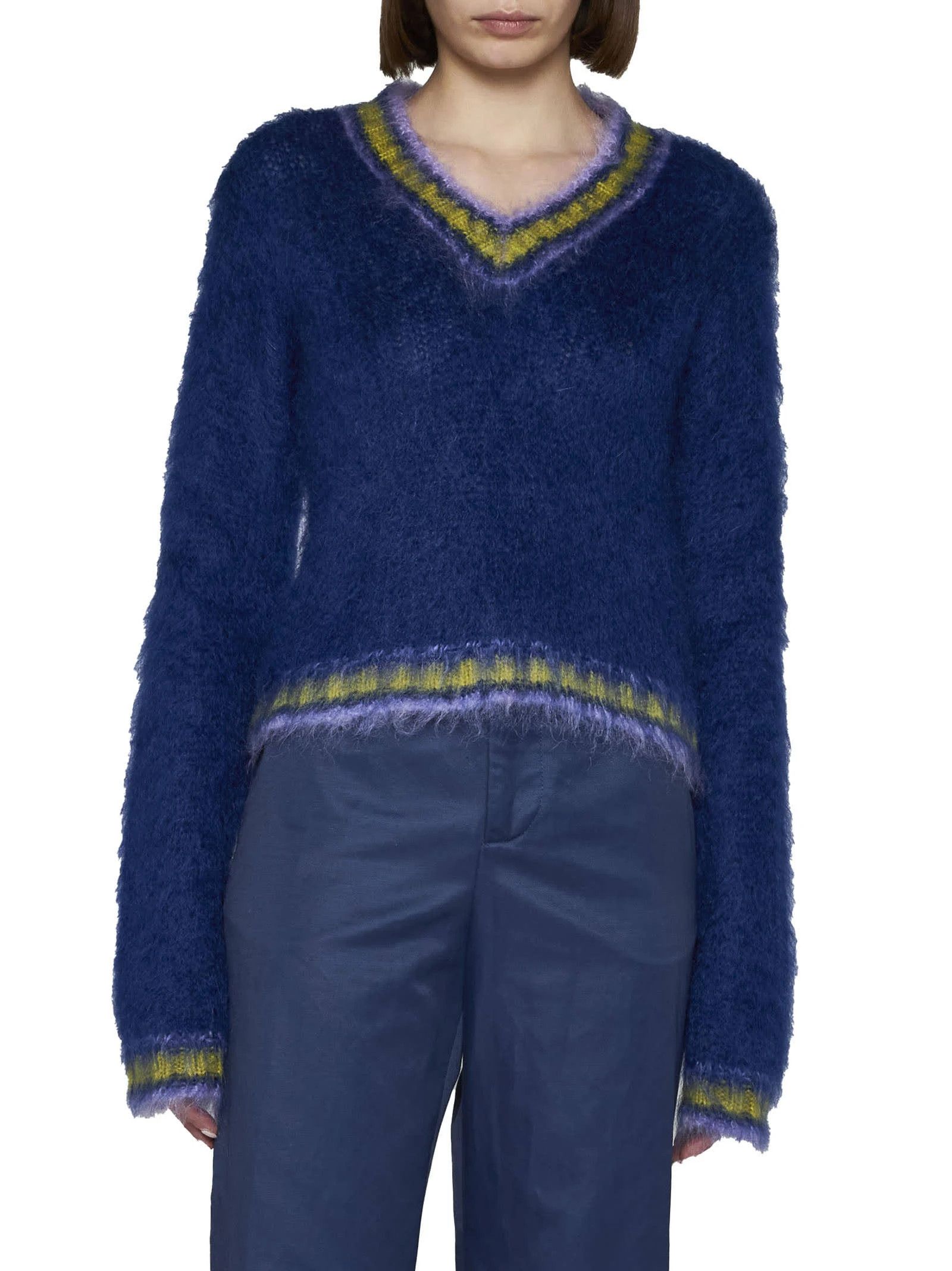 Marni o1w1db10824 Mohair Sweater in Blue Size L / US 10 / IT 46 - 2 Thumbnail